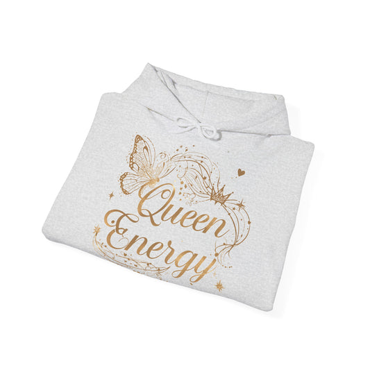 „Queen Energy“ Hoodie – Femininer Premium Kapuzenpullover mit Schmetterling & Sternen