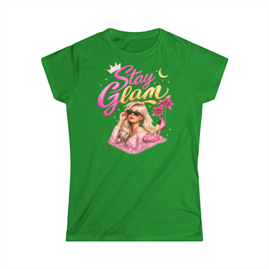 Stay Glam Graphic Tee — Retro Pink Blonde Fashionista Shirt