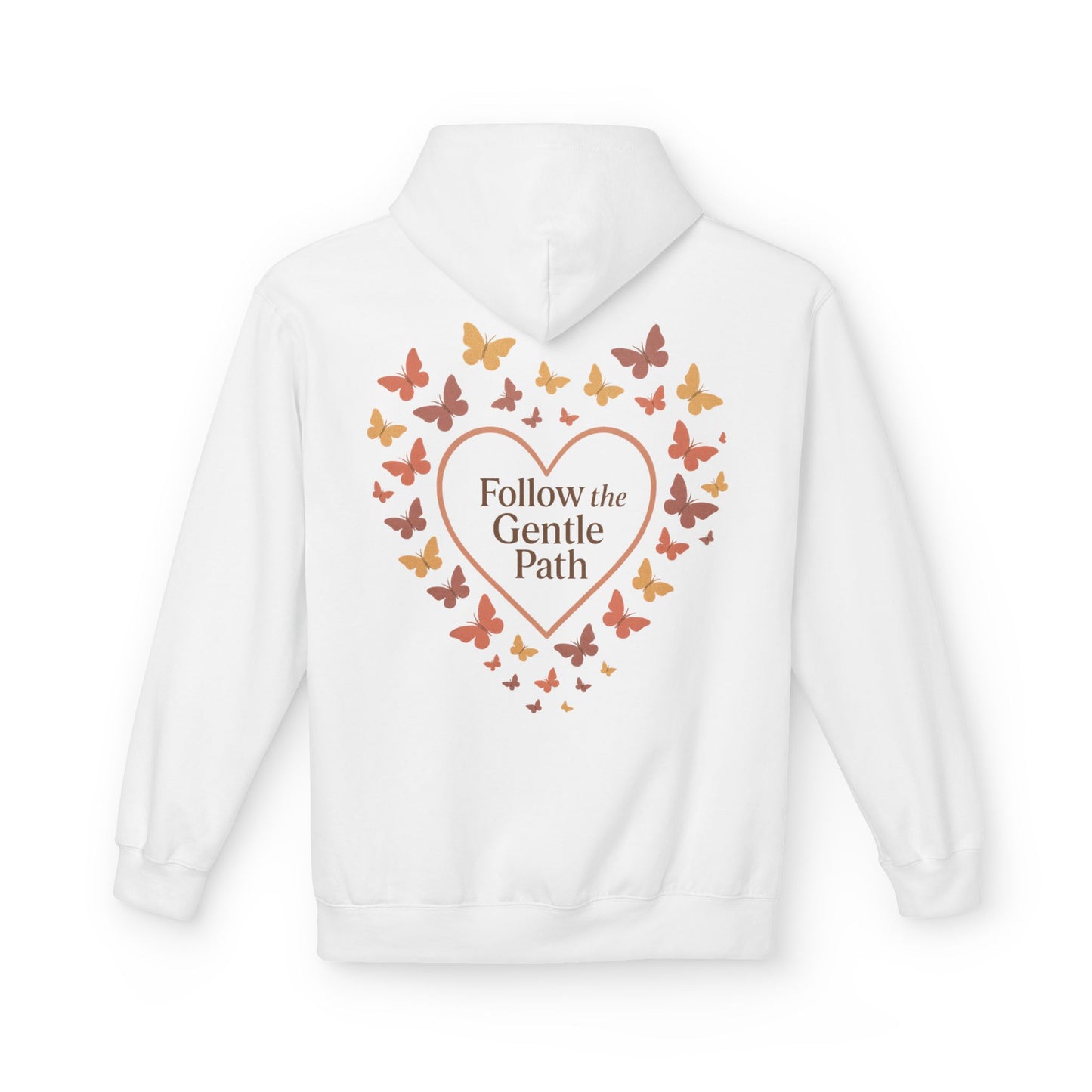 Follow the Gentle Path” – Weicher Hoodie mit Herz- und Schmetterlingsmotiv