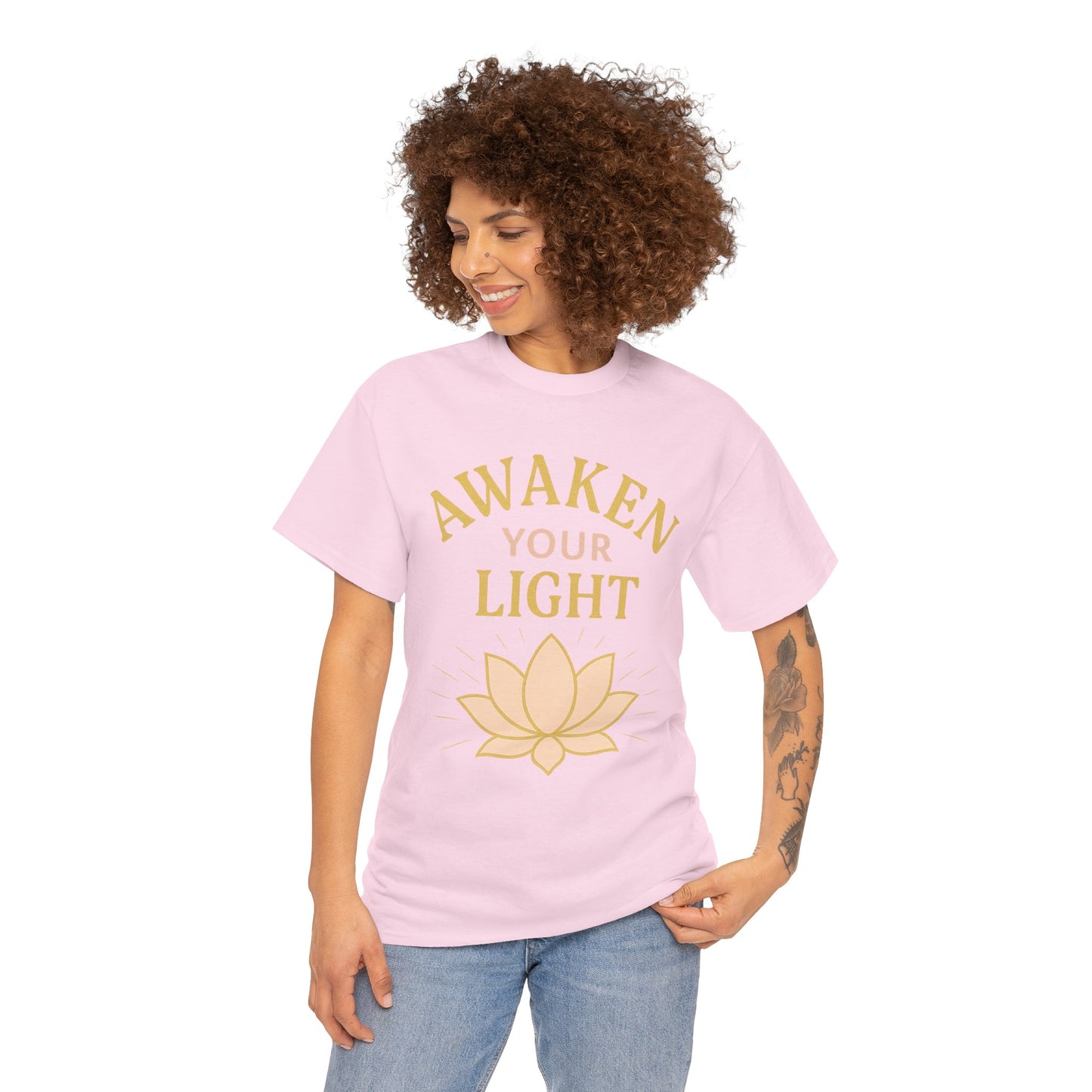 Awaken Your Light Unisex Tee - Inspirational Cotton Shirt for Mindfulness and Yoga