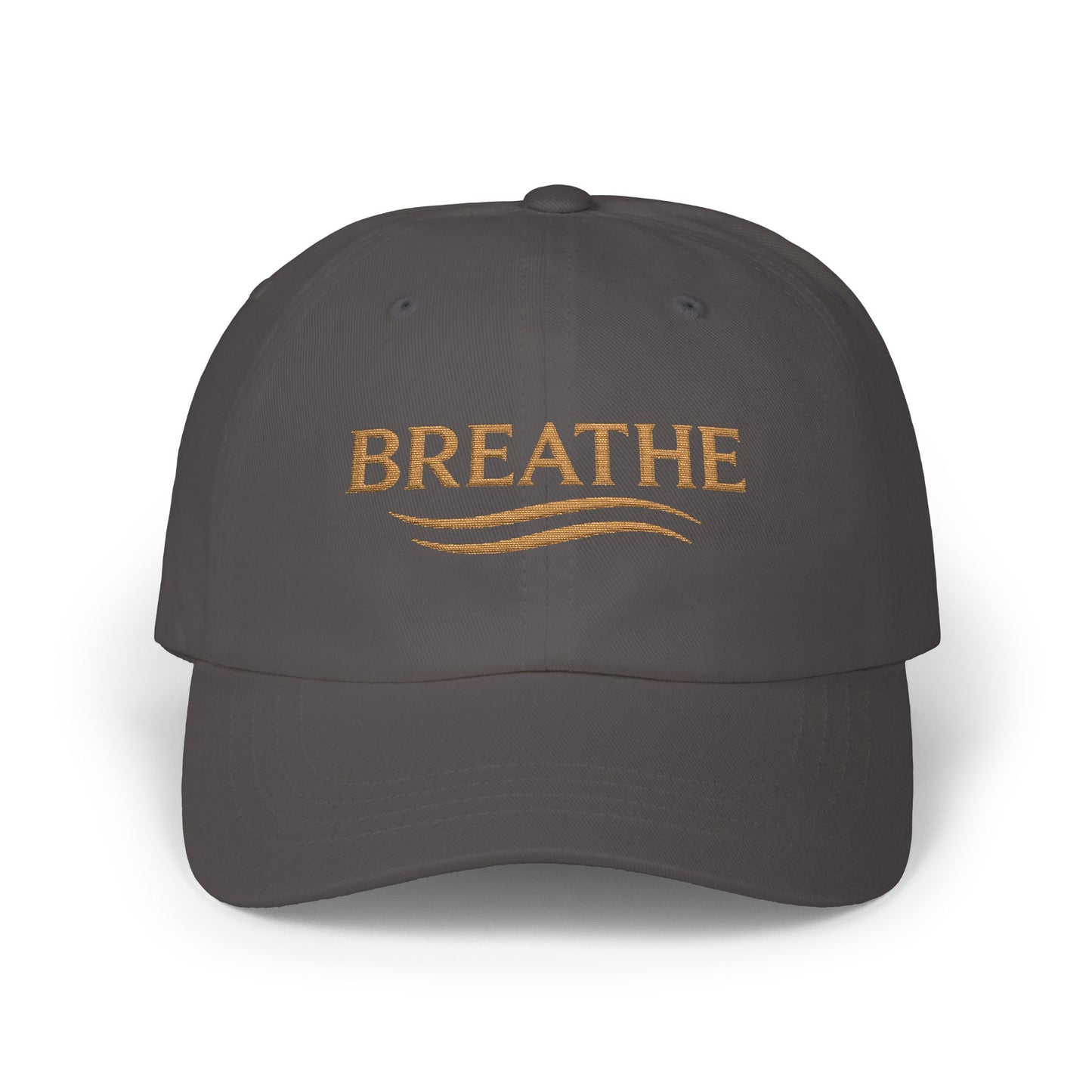 Breathe Embroidered Dad Cap — Relaxation White Baseball Hat