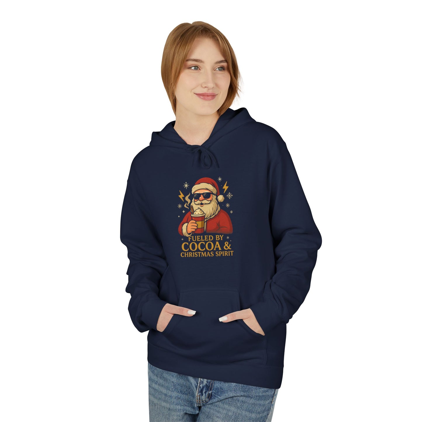 Christmas Cocoa Hoodie - 'Believe in Cocoa & Christmas Spirit' Festive Santa Sweatshirt