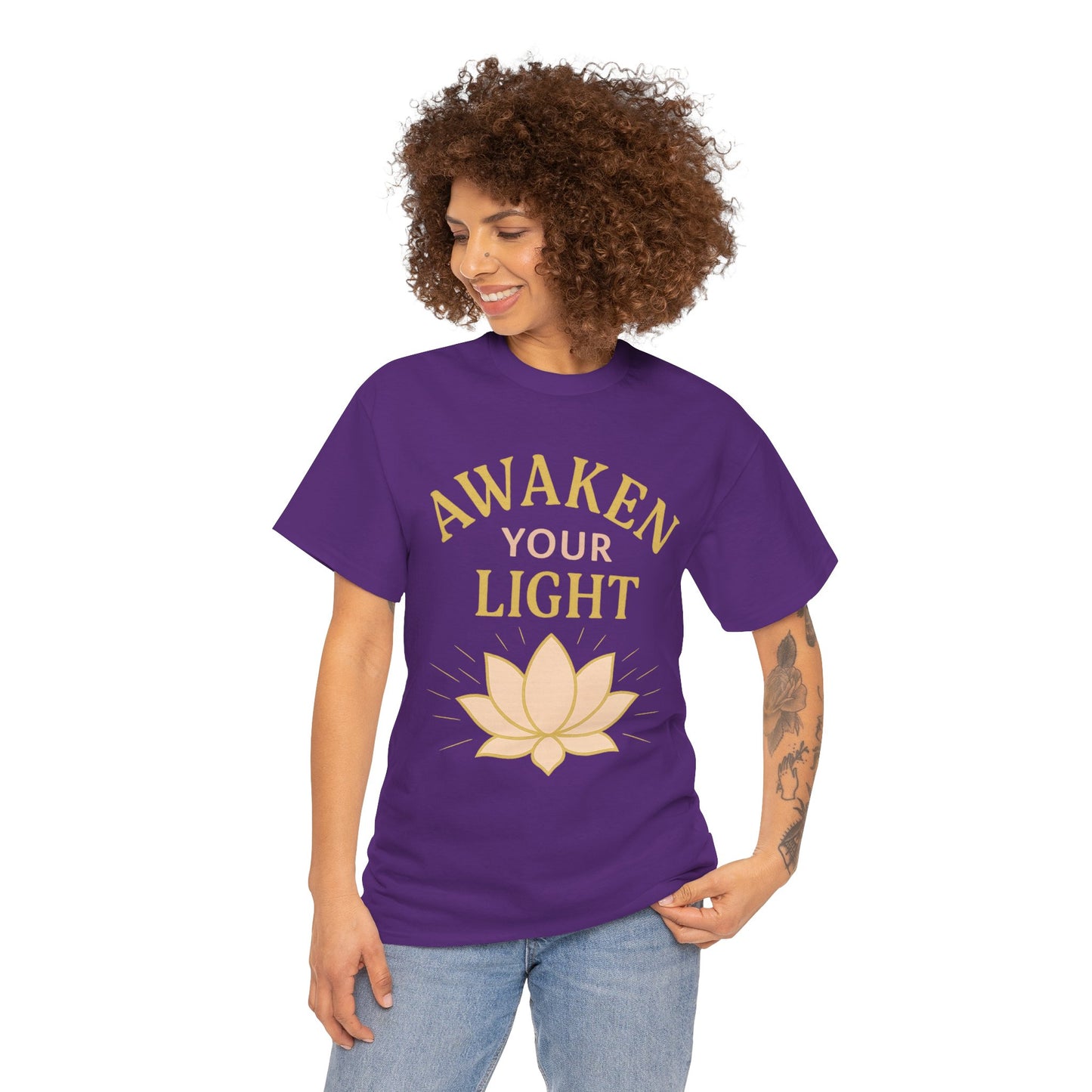 Awaken Your Light Unisex Tee - Inspirational Cotton Shirt for Mindfulness and Yoga