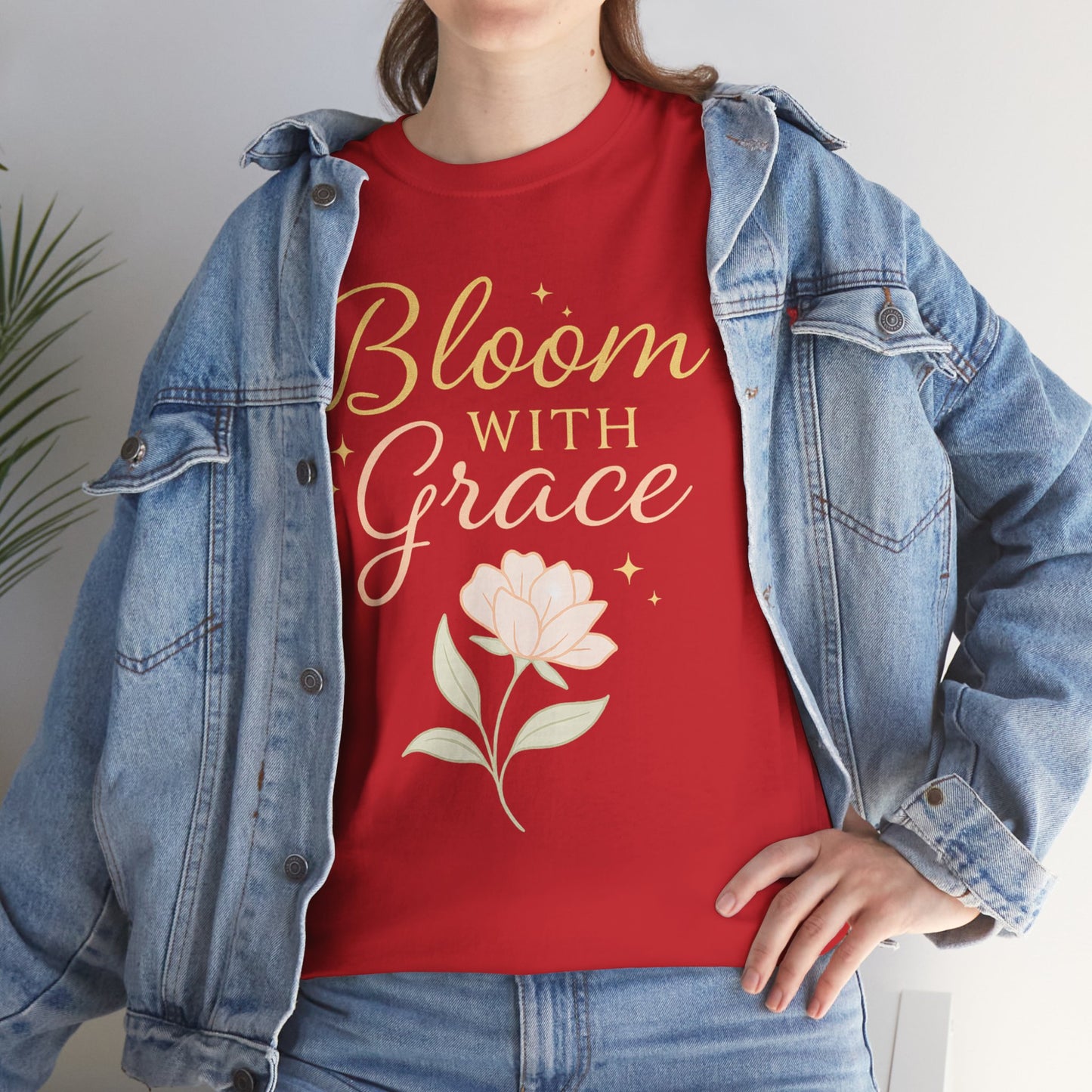 Bloom with Grace Unisex Heavy Cotton Tee - Inspirational Floral Shirt
