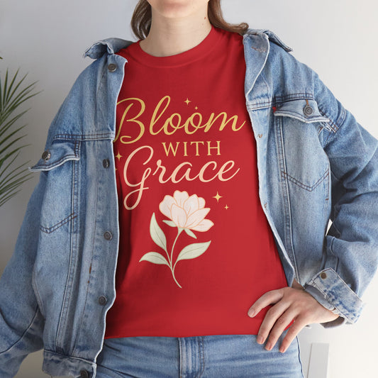 Bloom with Grace Unisex Heavy Cotton Tee - Inspirational Floral Shirt