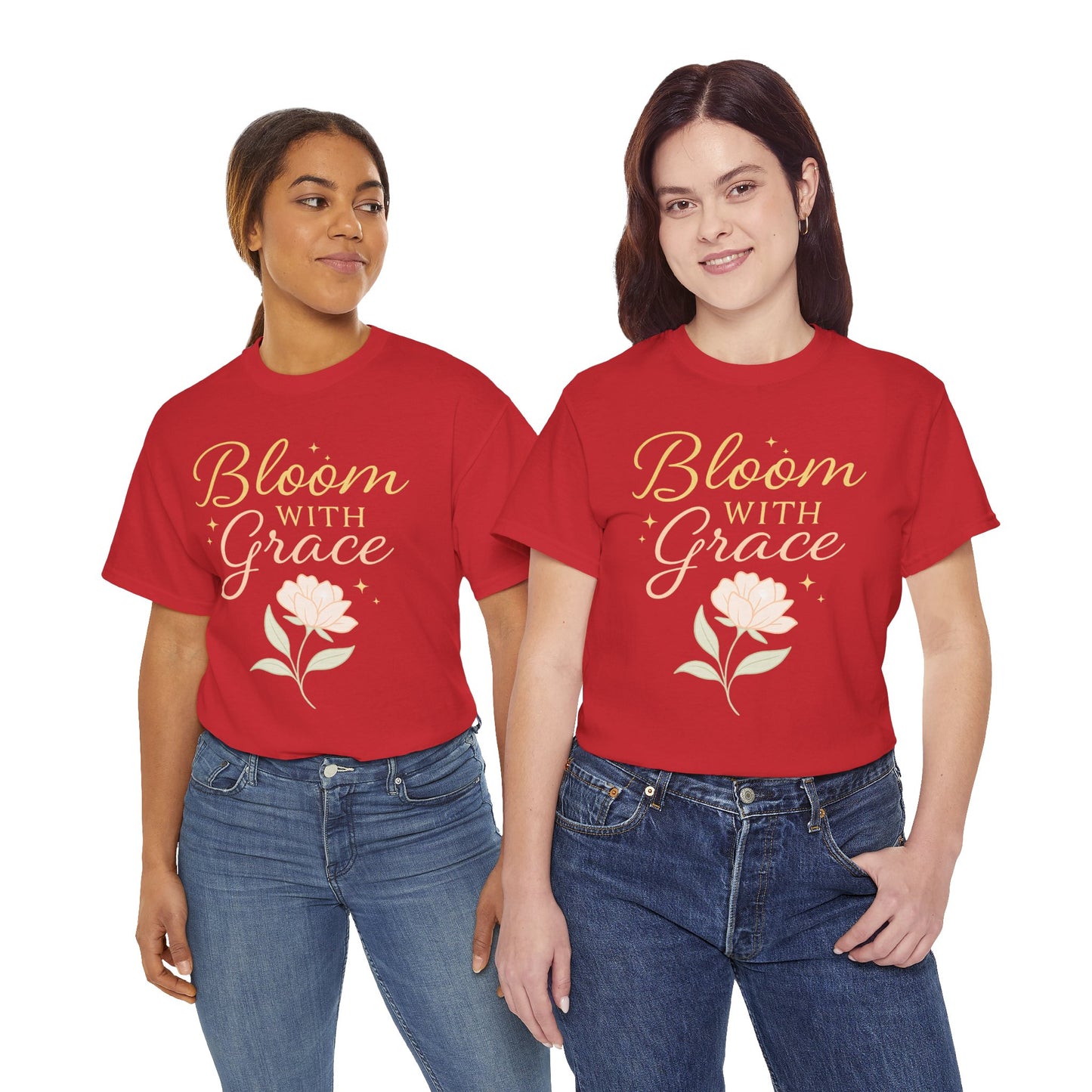 Bloom with Grace Unisex Heavy Cotton Tee - Inspirational Floral Shirt