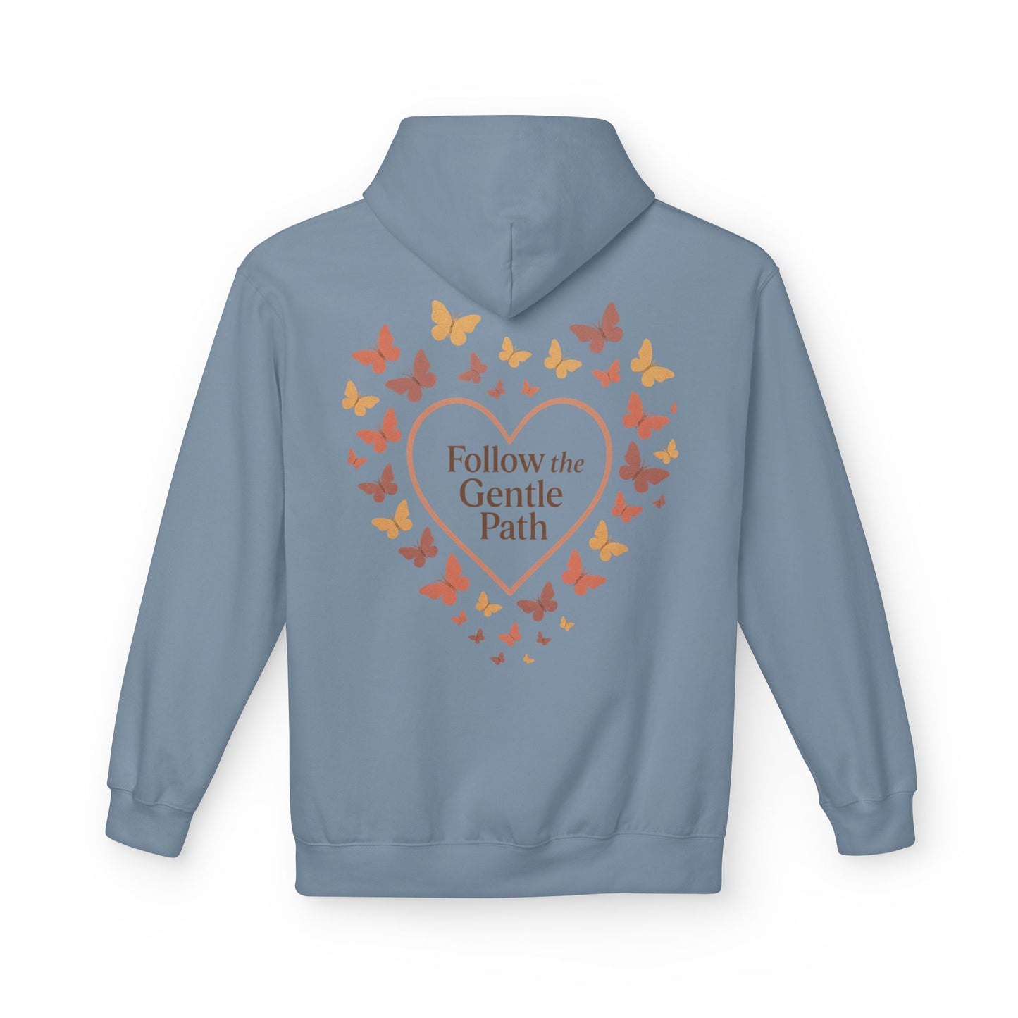 Follow the Gentle Path” – Weicher Hoodie mit Herz- und Schmetterlingsmotiv