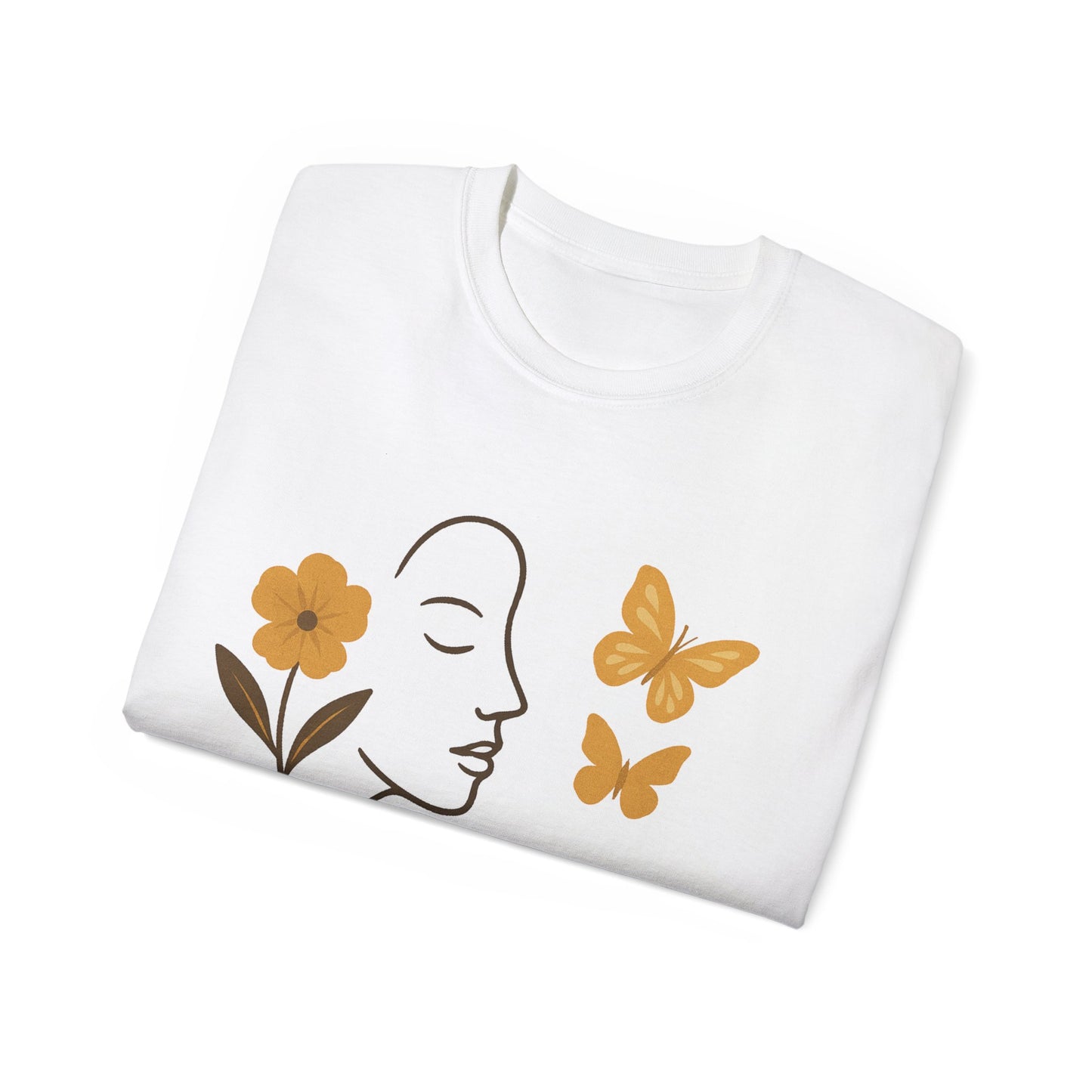 Bloom with Grace – Sanftes Vintage Damen T-Shirt mit Blumen & Schmetterlingen