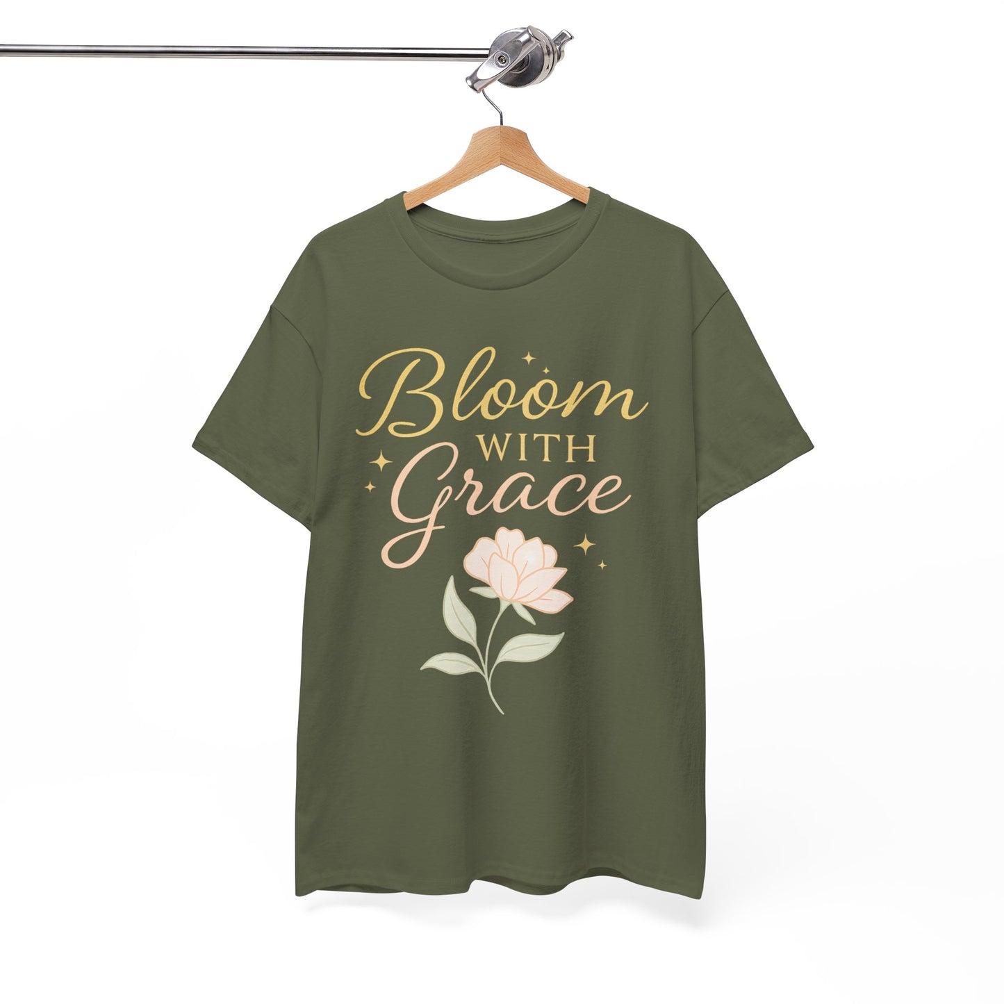 Bloom with Grace Unisex Heavy Cotton Tee - Inspirational Floral Shirt