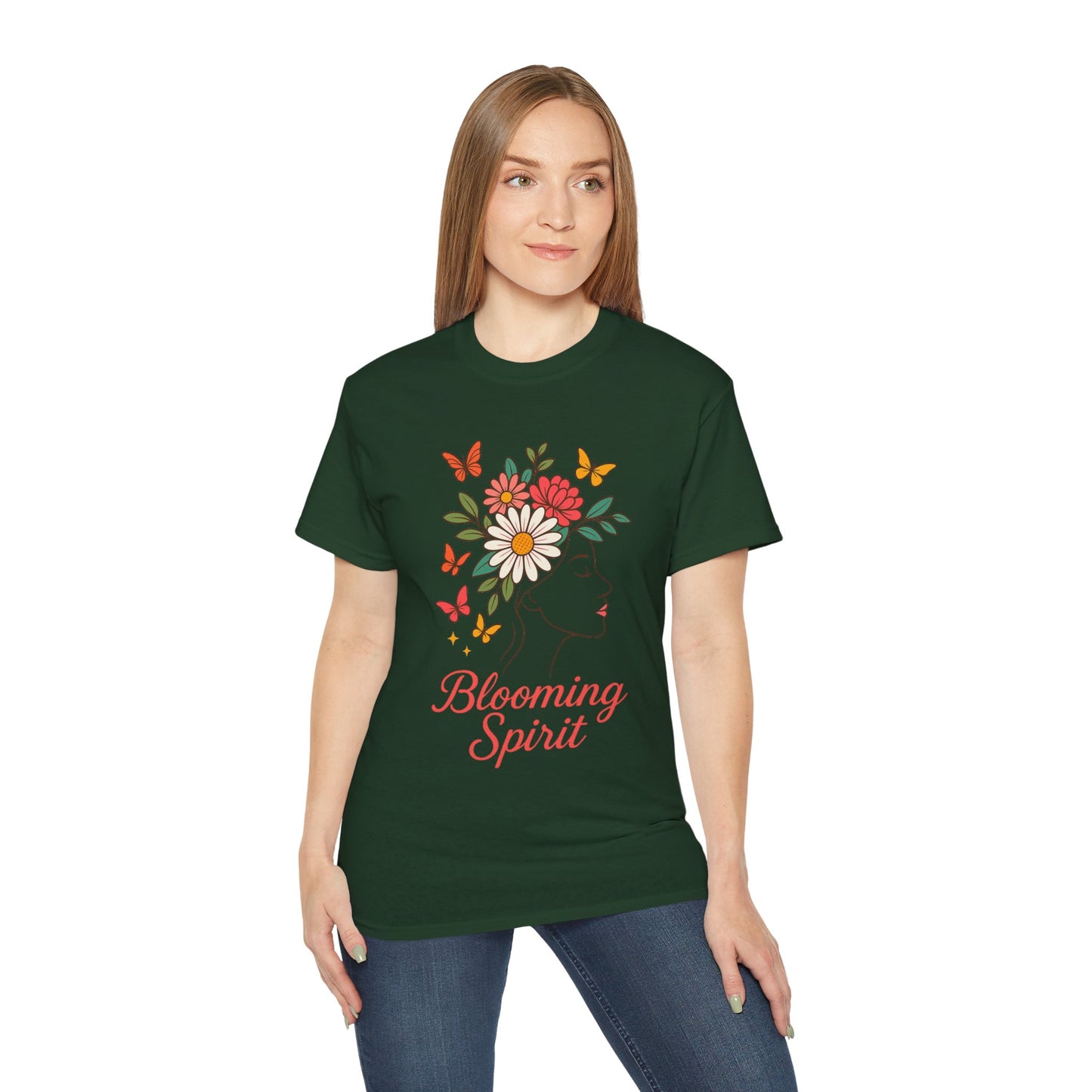 Blooming Spirit – Florales Damen T-Shirt mit zarter Linienkunst