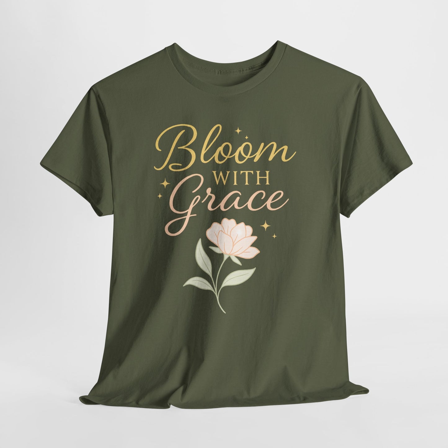 Bloom with Grace Unisex Heavy Cotton Tee - Inspirational Floral Shirt