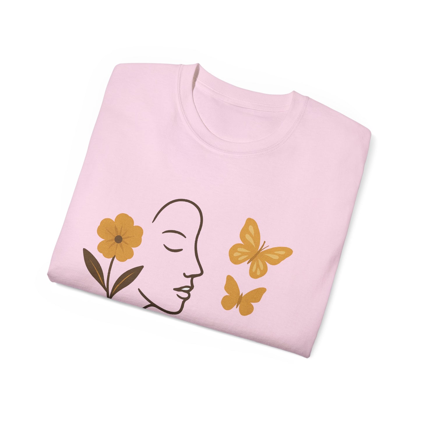 Bloom with Grace – Sanftes Vintage Damen T-Shirt mit Blumen & Schmetterlingen