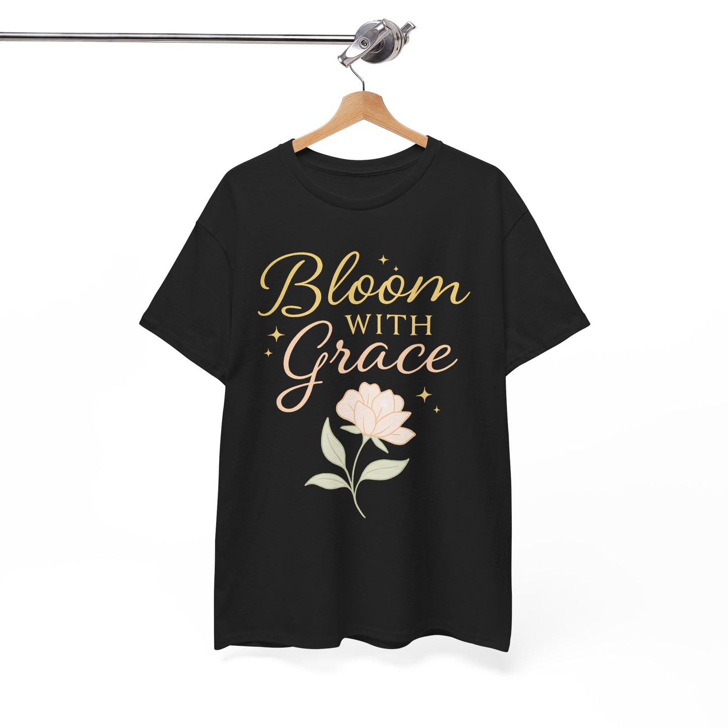 Bloom with Grace Unisex Heavy Cotton Tee - Inspirational Floral Shirt