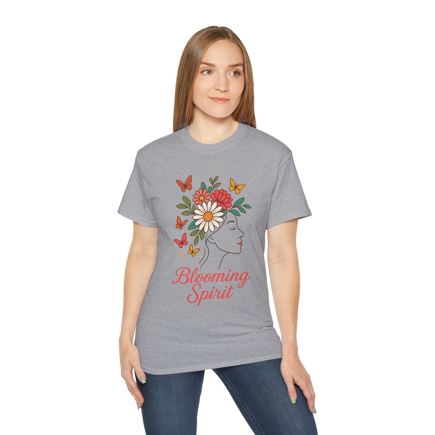 Blooming Spirit – Florales Damen T-Shirt mit zarter Linienkunst
