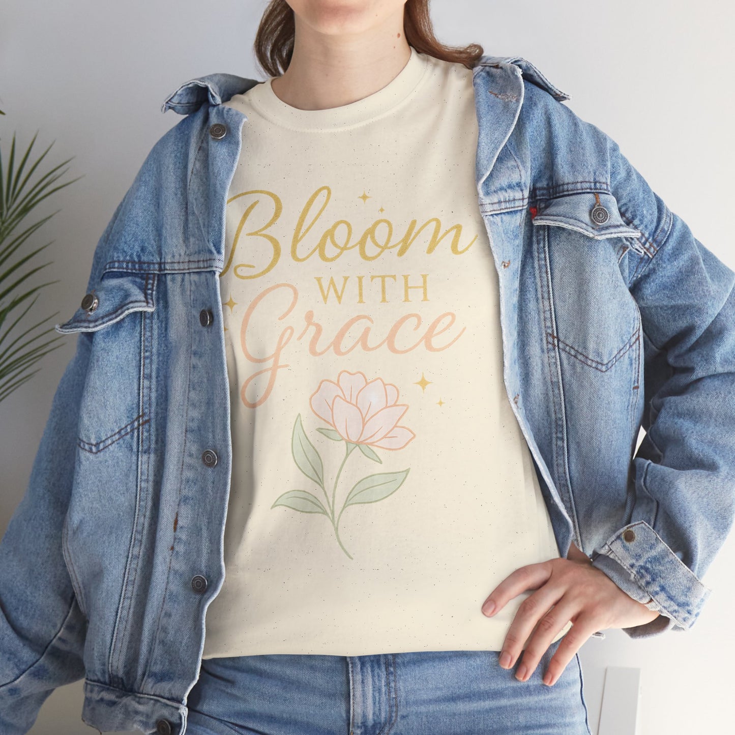 Bloom with Grace Unisex Heavy Cotton Tee - Inspirational Floral Shirt