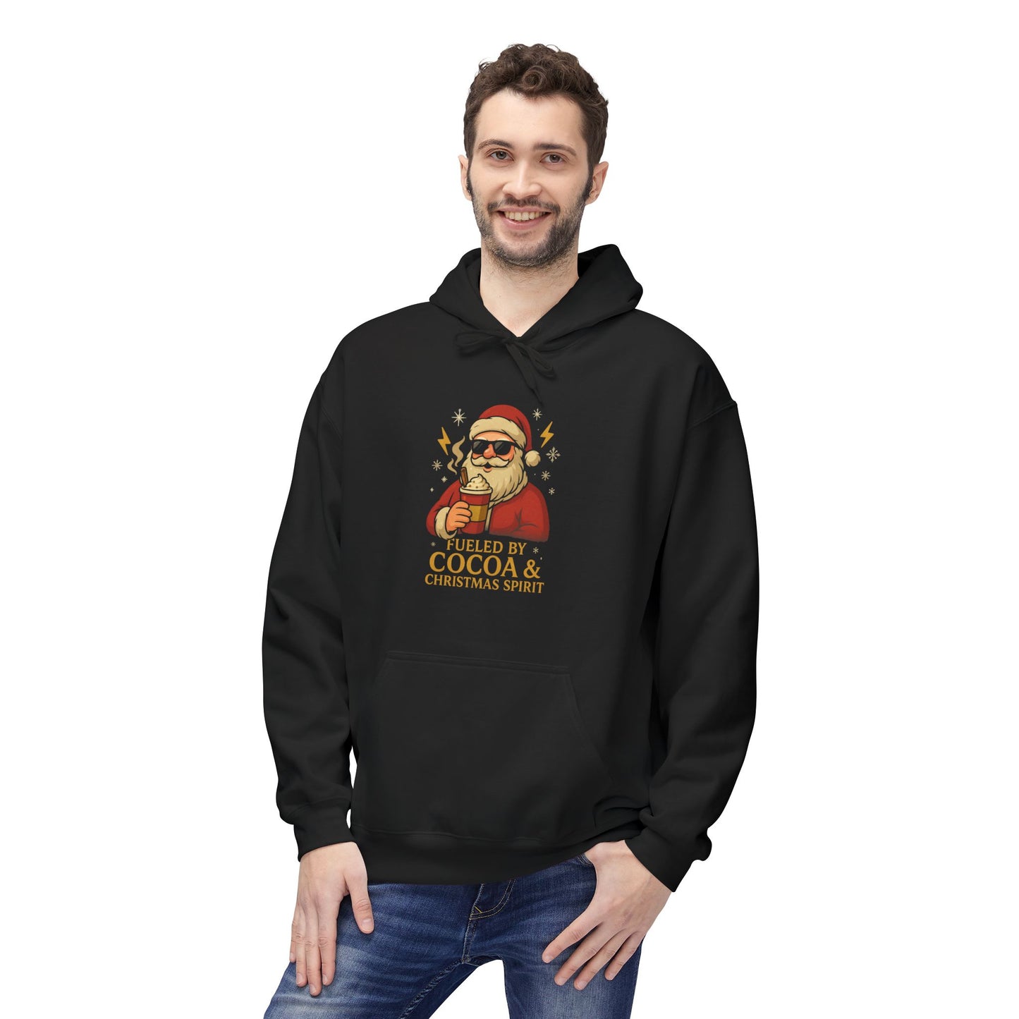 Christmas Cocoa Hoodie - 'Believe in Cocoa & Christmas Spirit' Festive Santa Sweatshirt