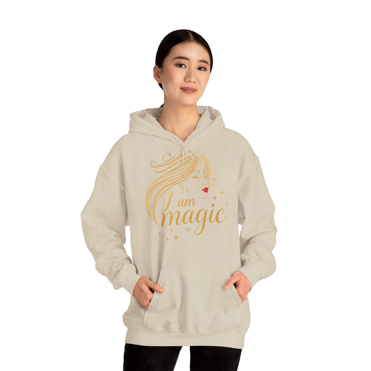 „I Am Magic“ Hoodie – Femininer Premium Kapuzenpullover mit goldener Illustration