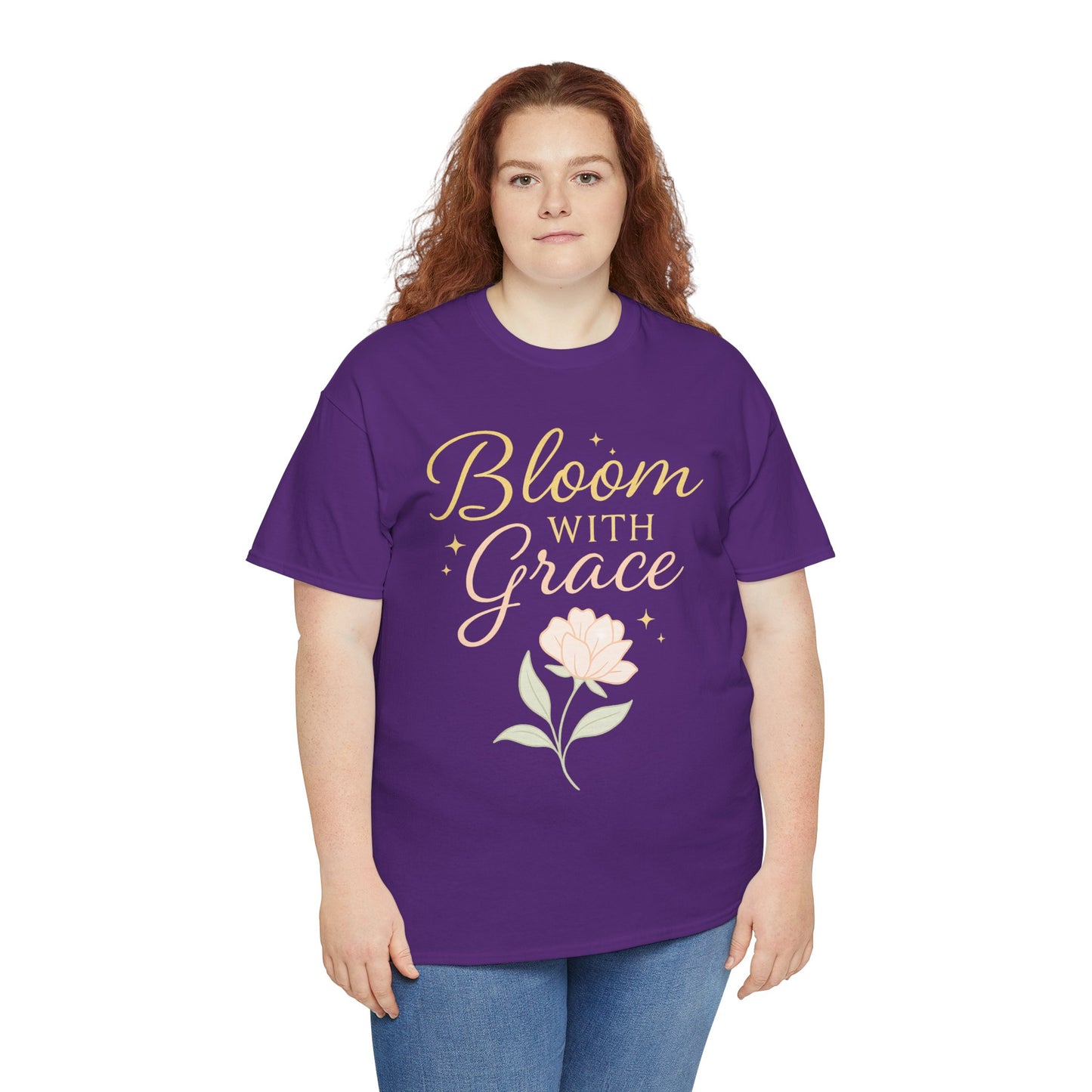 Bloom with Grace Unisex Heavy Cotton Tee - Inspirational Floral Shirt