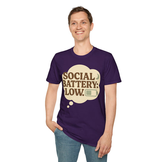 Social Battery: Low – Unisex Softstyle T-Shirt