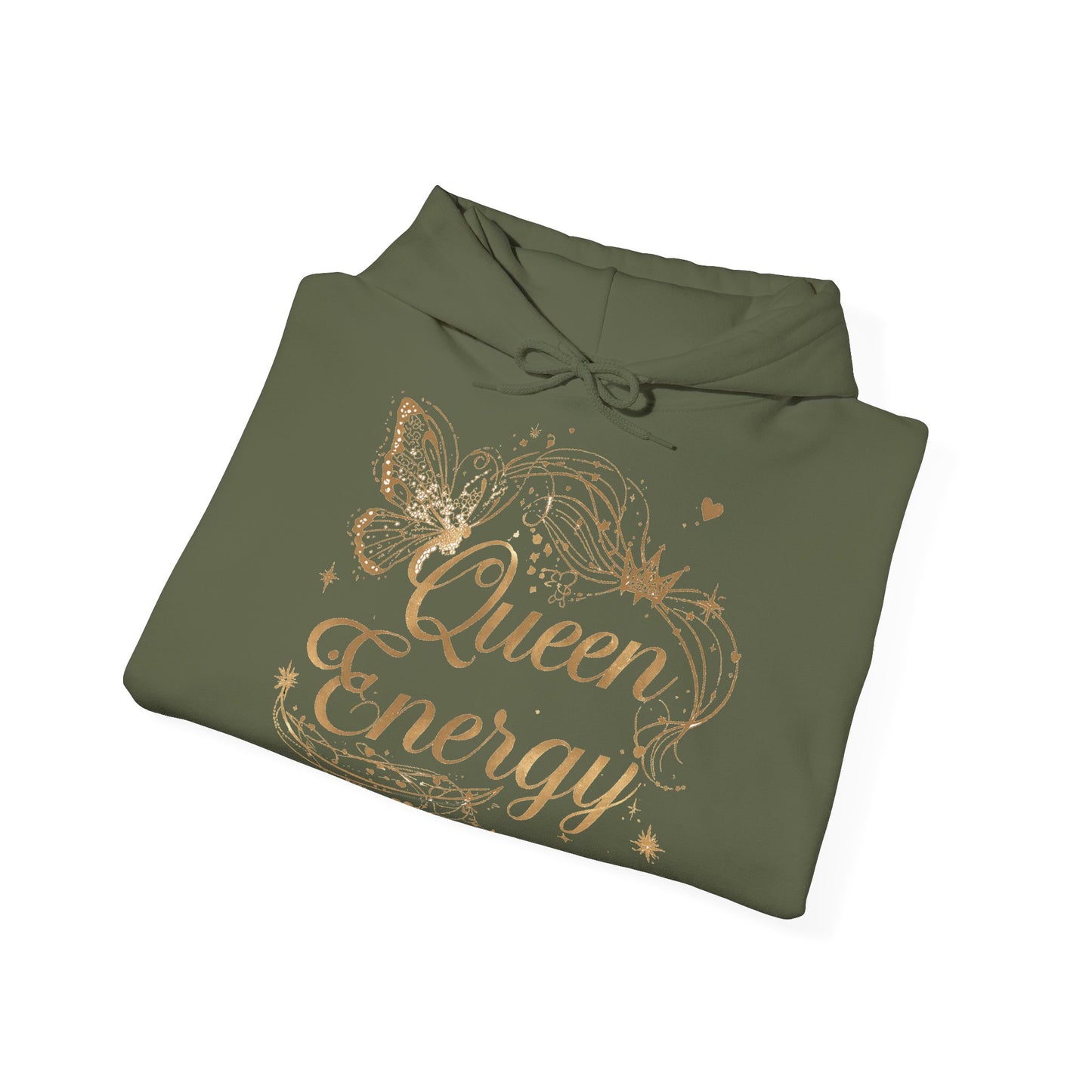 „Queen Energy“ Hoodie – Femininer Premium Kapuzenpullover mit Schmetterling & Sternen