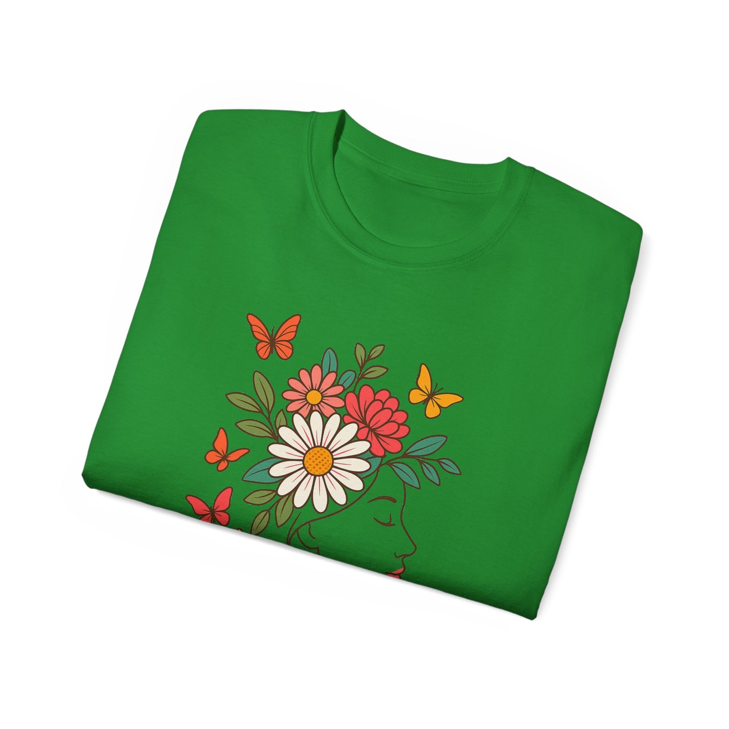 Blooming Spirit – Florales Damen T-Shirt mit zarter Linienkunst