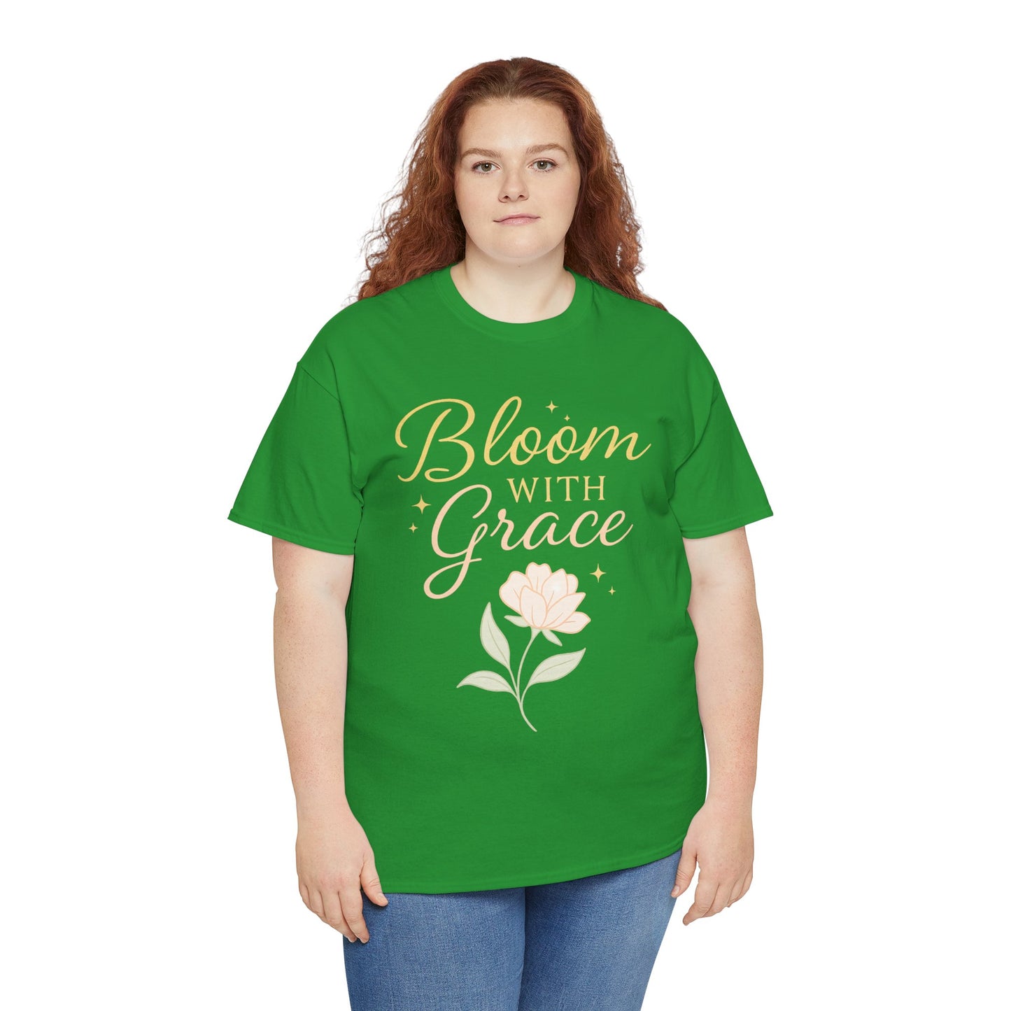 Bloom with Grace Unisex Heavy Cotton Tee - Inspirational Floral Shirt