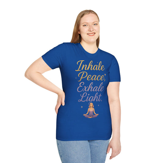 Meditation Quote T-Shirt - Inhale Peace, Exhale Light