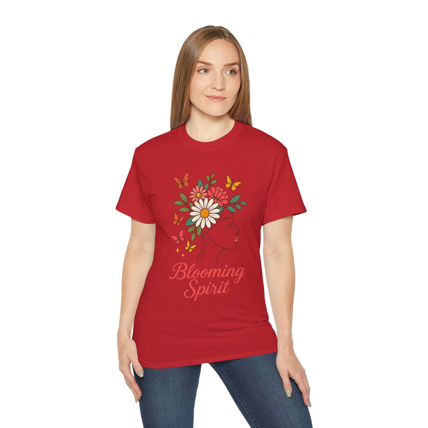 Blooming Spirit – Florales Damen T-Shirt mit zarter Linienkunst