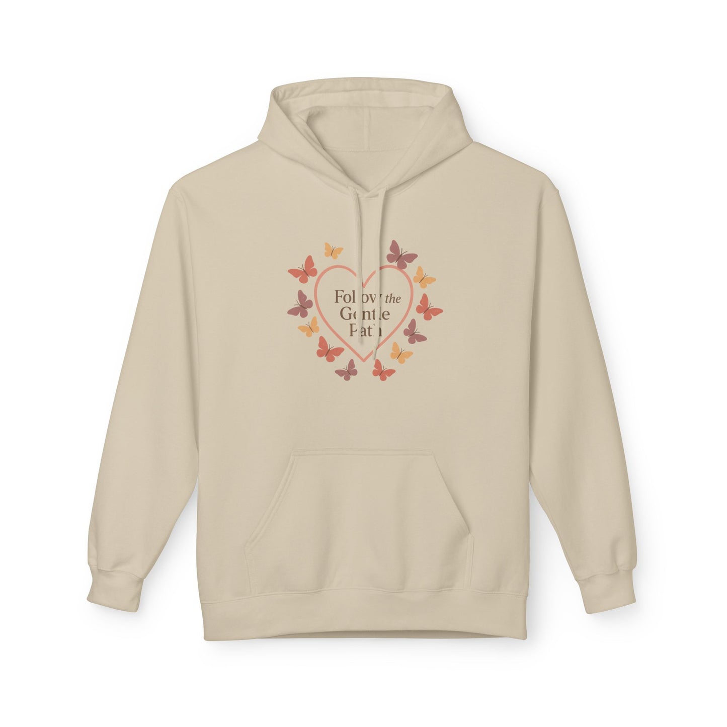 Follow the Gentle Path” – Weicher Hoodie mit Herz- und Schmetterlingsmotiv