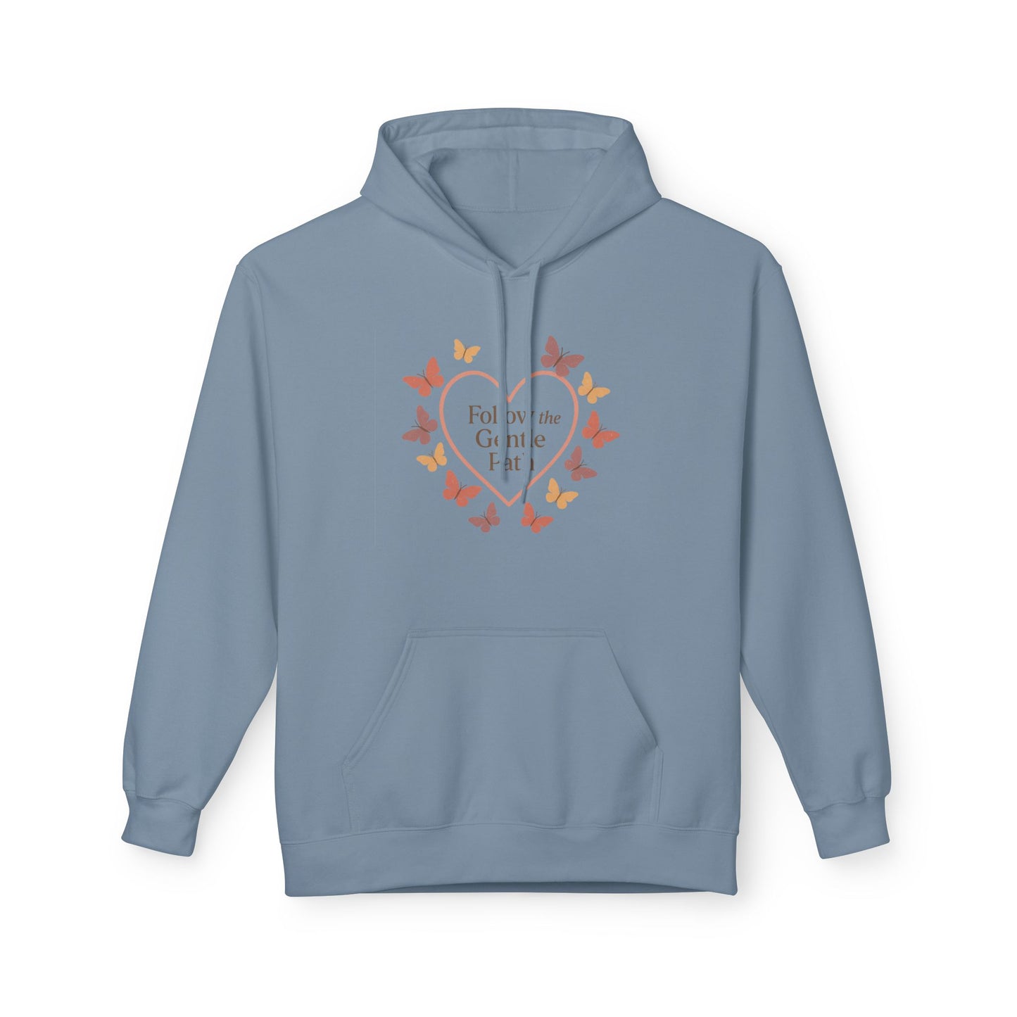Follow the Gentle Path” – Weicher Hoodie mit Herz- und Schmetterlingsmotiv