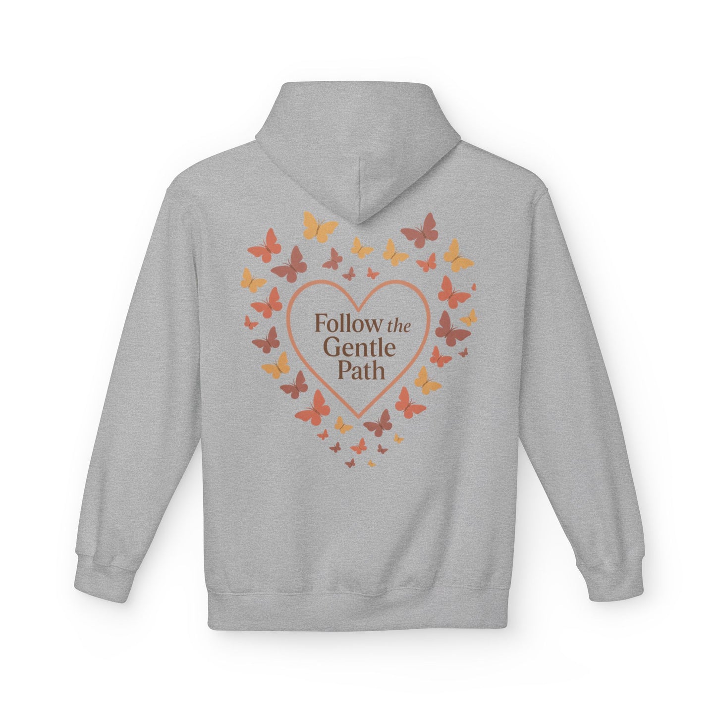 Follow the Gentle Path” – Weicher Hoodie mit Herz- und Schmetterlingsmotiv