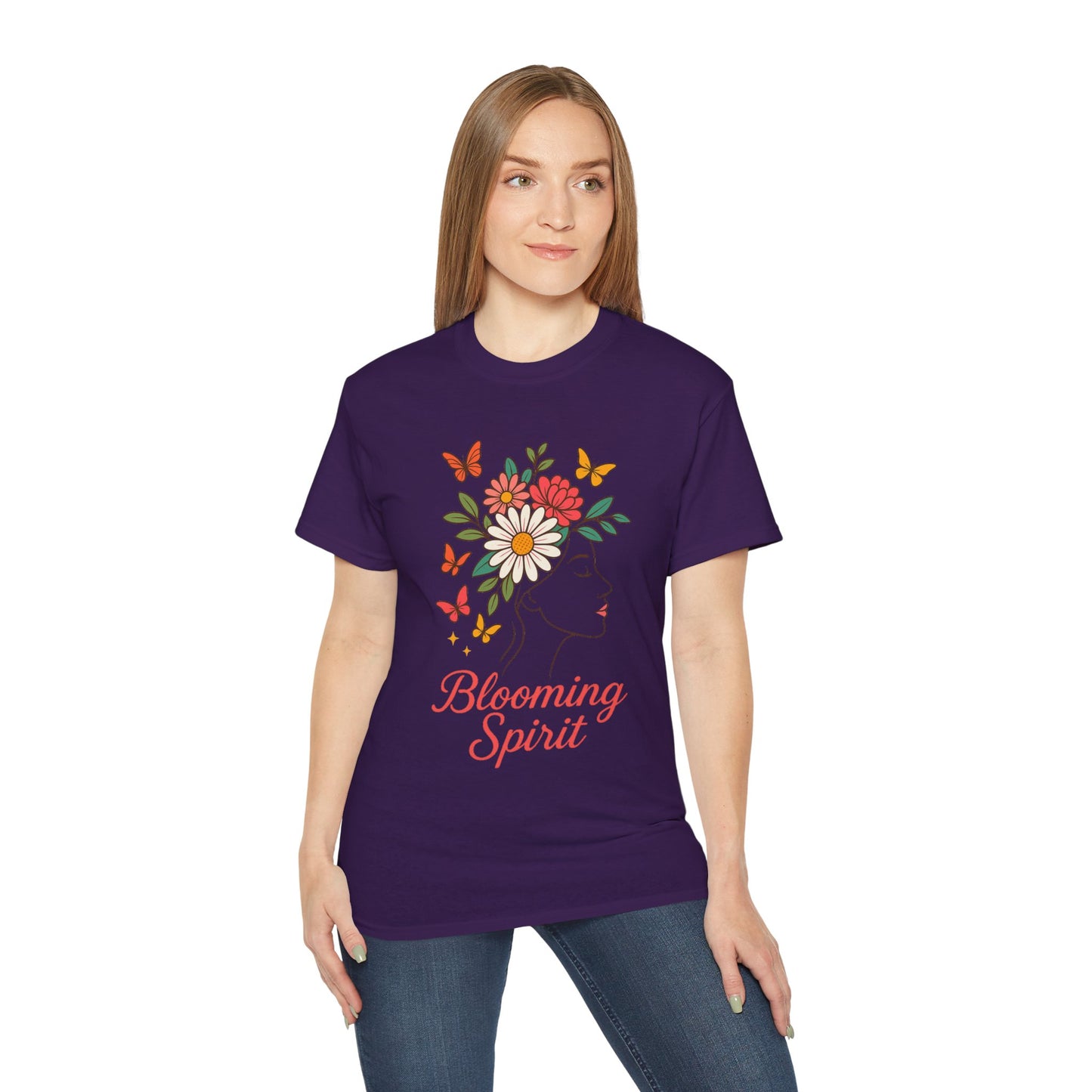 Blooming Spirit – Florales Damen T-Shirt mit zarter Linienkunst