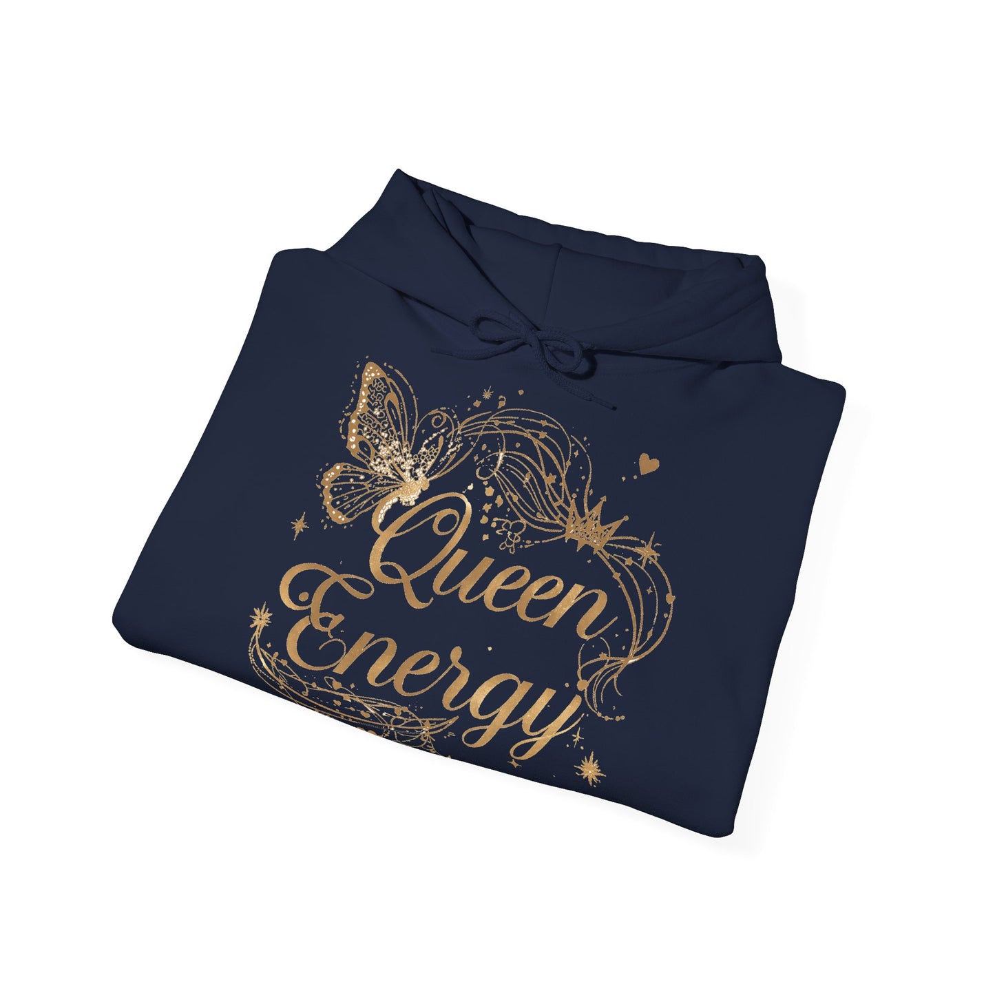 „Queen Energy“ Hoodie – Femininer Premium Kapuzenpullover mit Schmetterling & Sternen