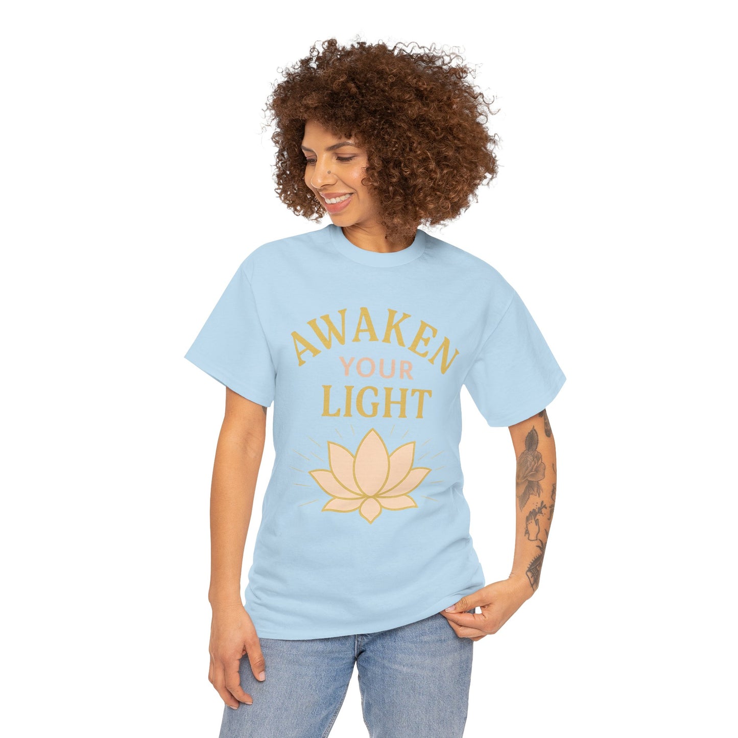 Awaken Your Light Unisex Tee - Inspirational Cotton Shirt for Mindfulness and Yoga
