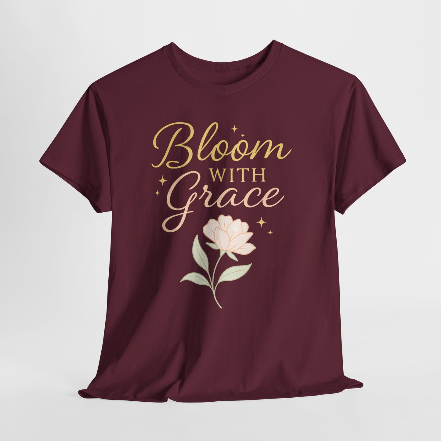 Bloom with Grace Unisex Heavy Cotton Tee - Inspirational Floral Shirt