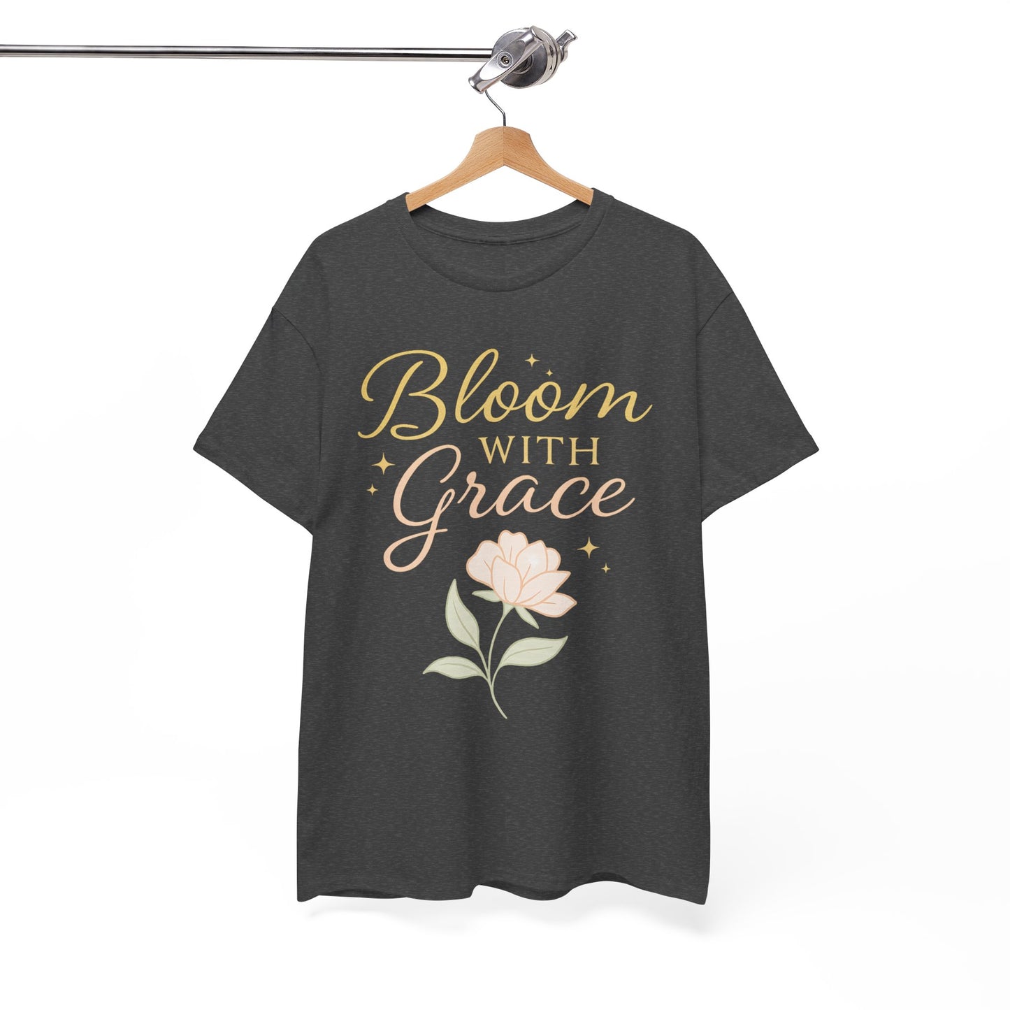 Bloom with Grace Unisex Heavy Cotton Tee - Inspirational Floral Shirt