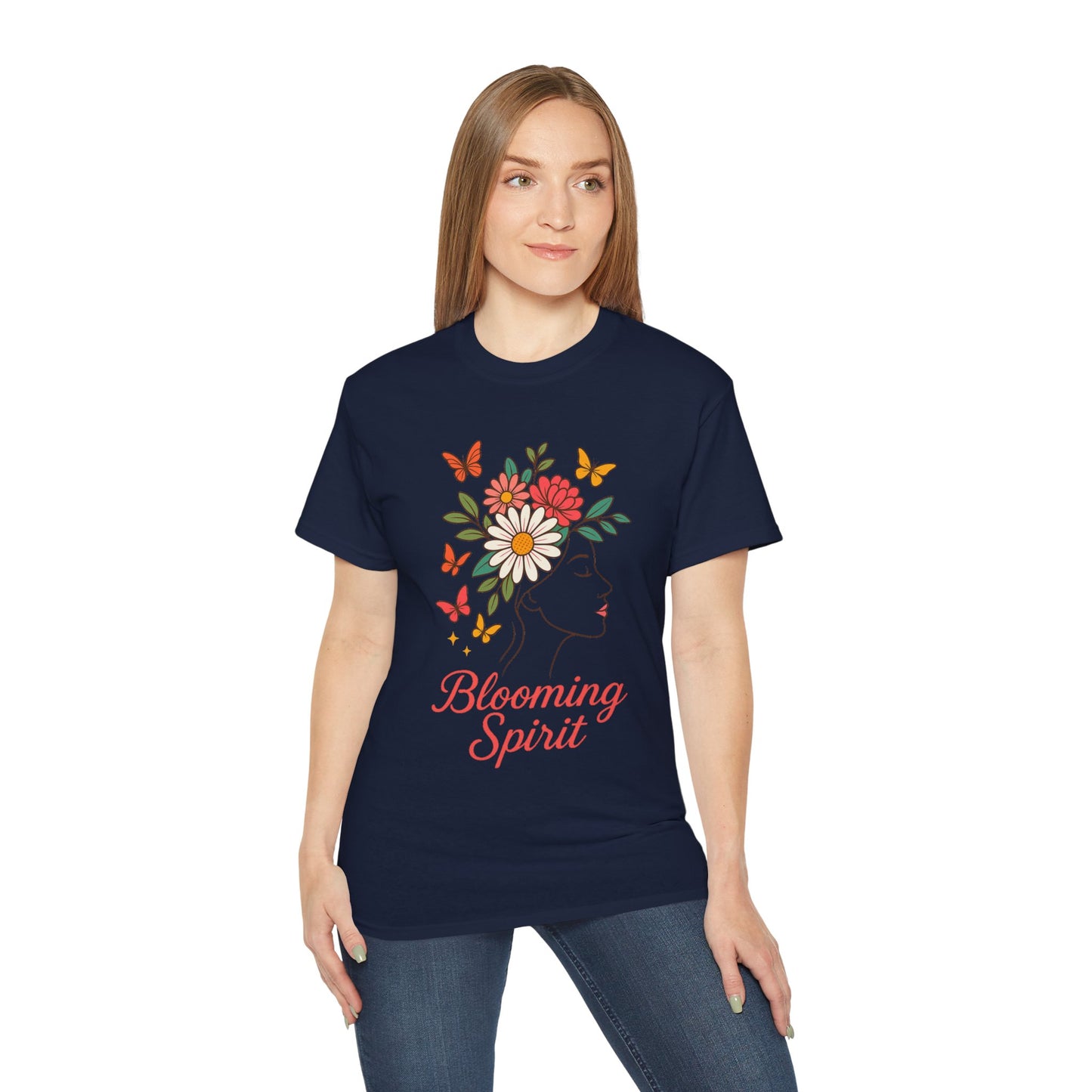 Blooming Spirit – Florales Damen T-Shirt mit zarter Linienkunst
