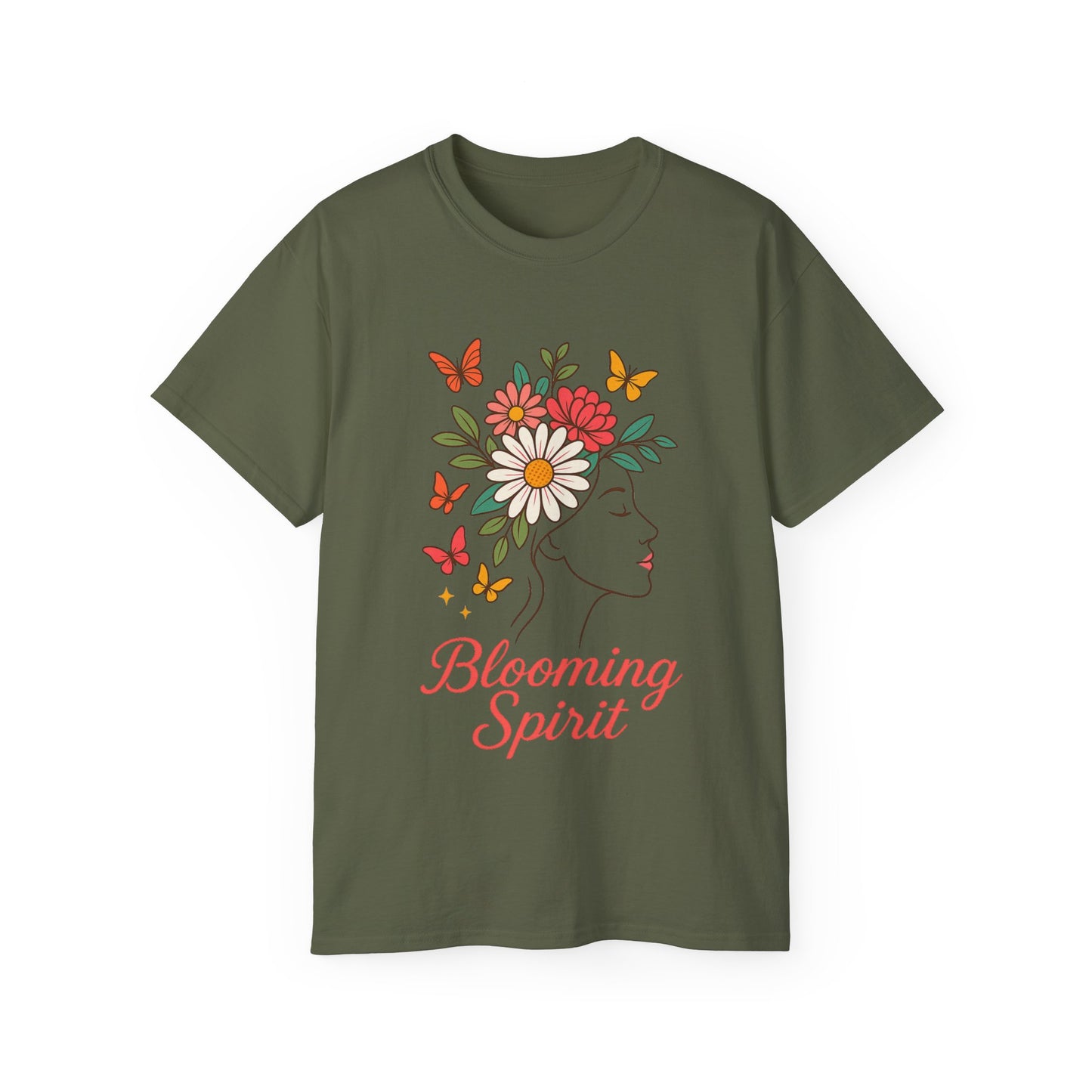 Blooming Spirit – Florales Damen T-Shirt mit zarter Linienkunst
