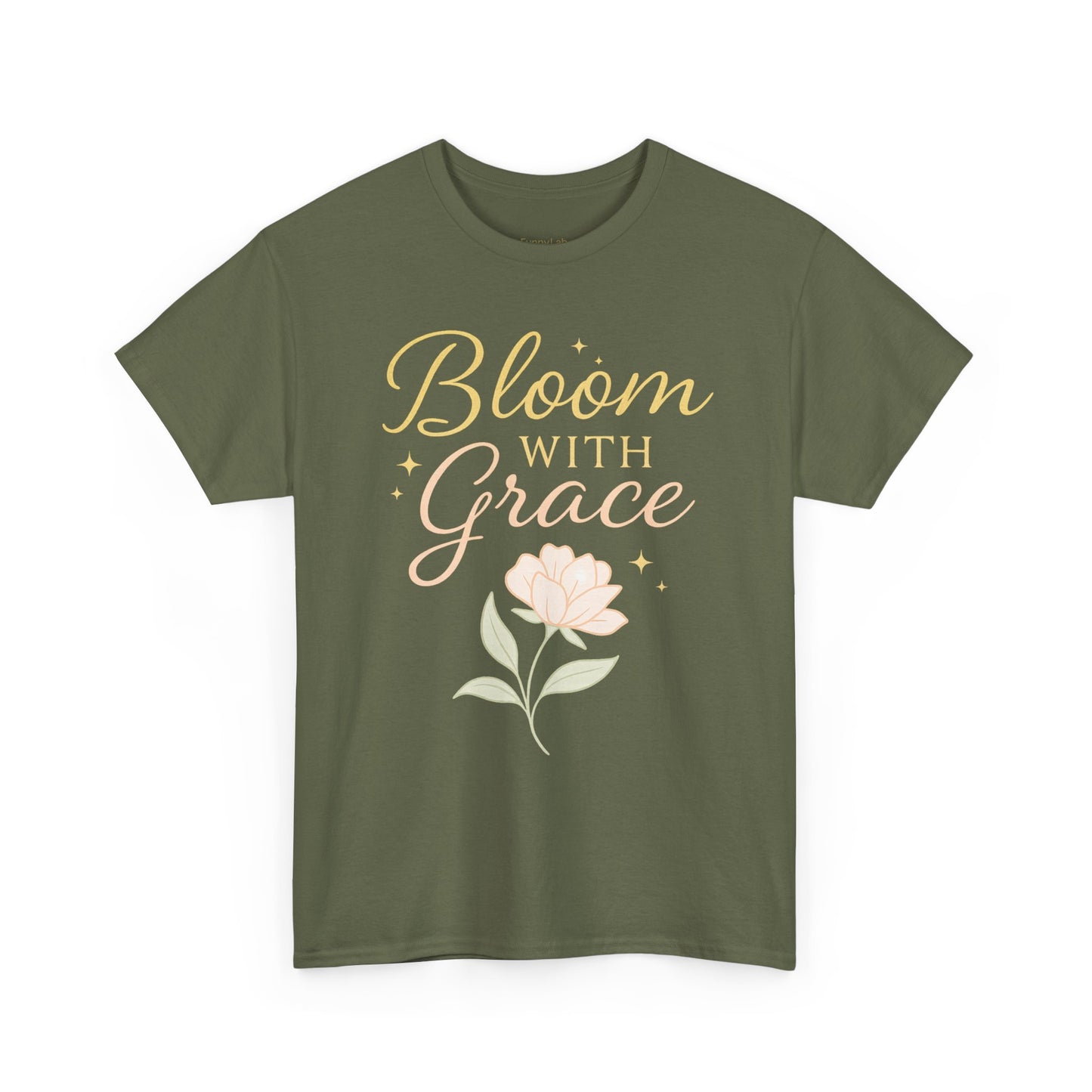 Bloom with Grace Unisex Heavy Cotton Tee - Inspirational Floral Shirt