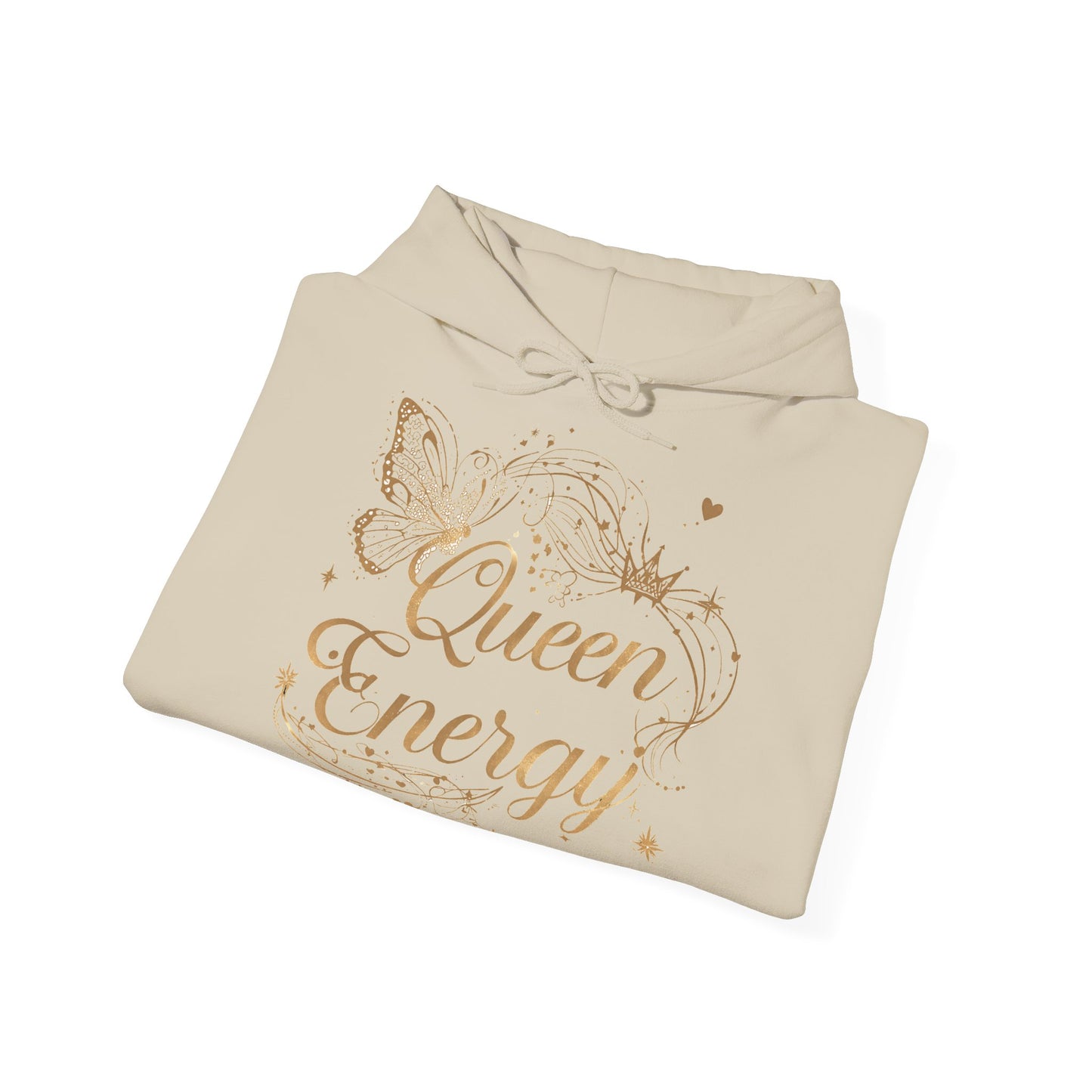 „Queen Energy“ Hoodie – Femininer Premium Kapuzenpullover mit Schmetterling & Sternen