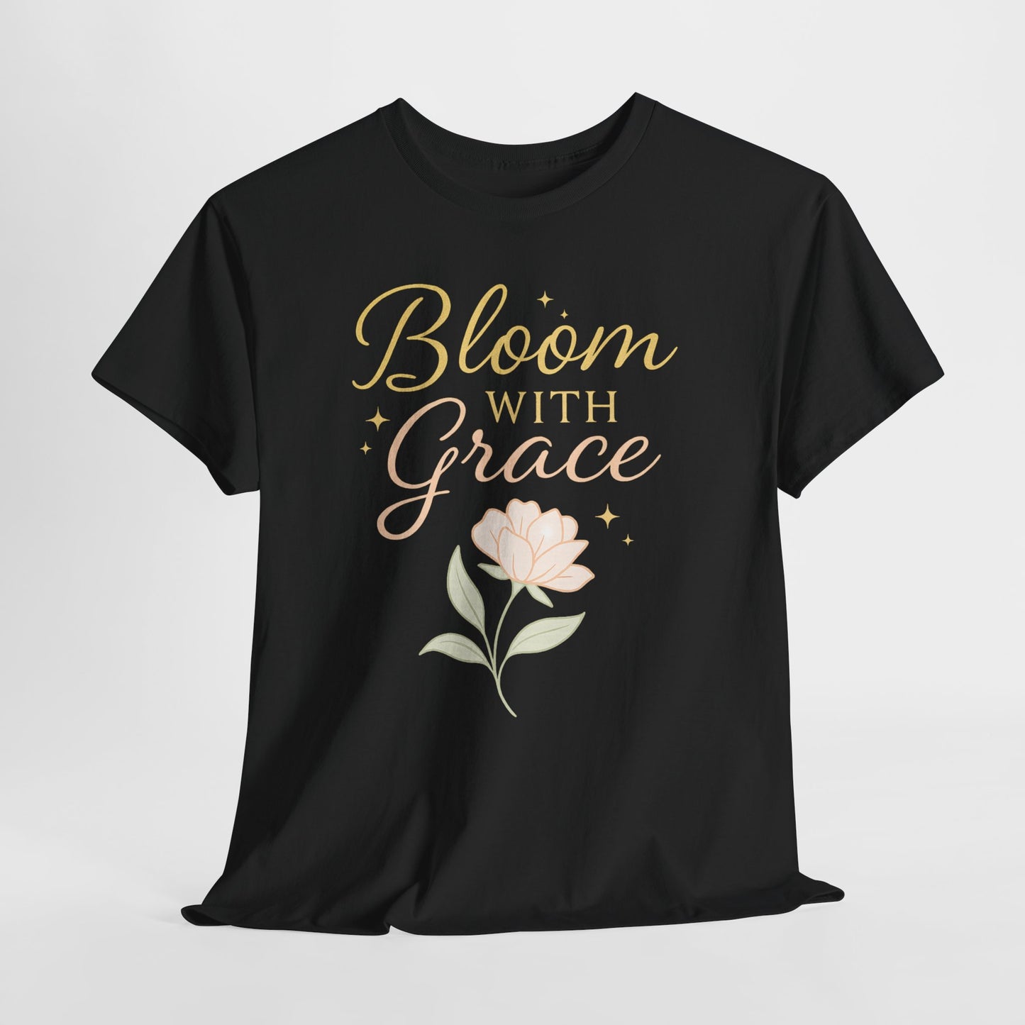 Bloom with Grace Unisex Heavy Cotton Tee - Inspirational Floral Shirt