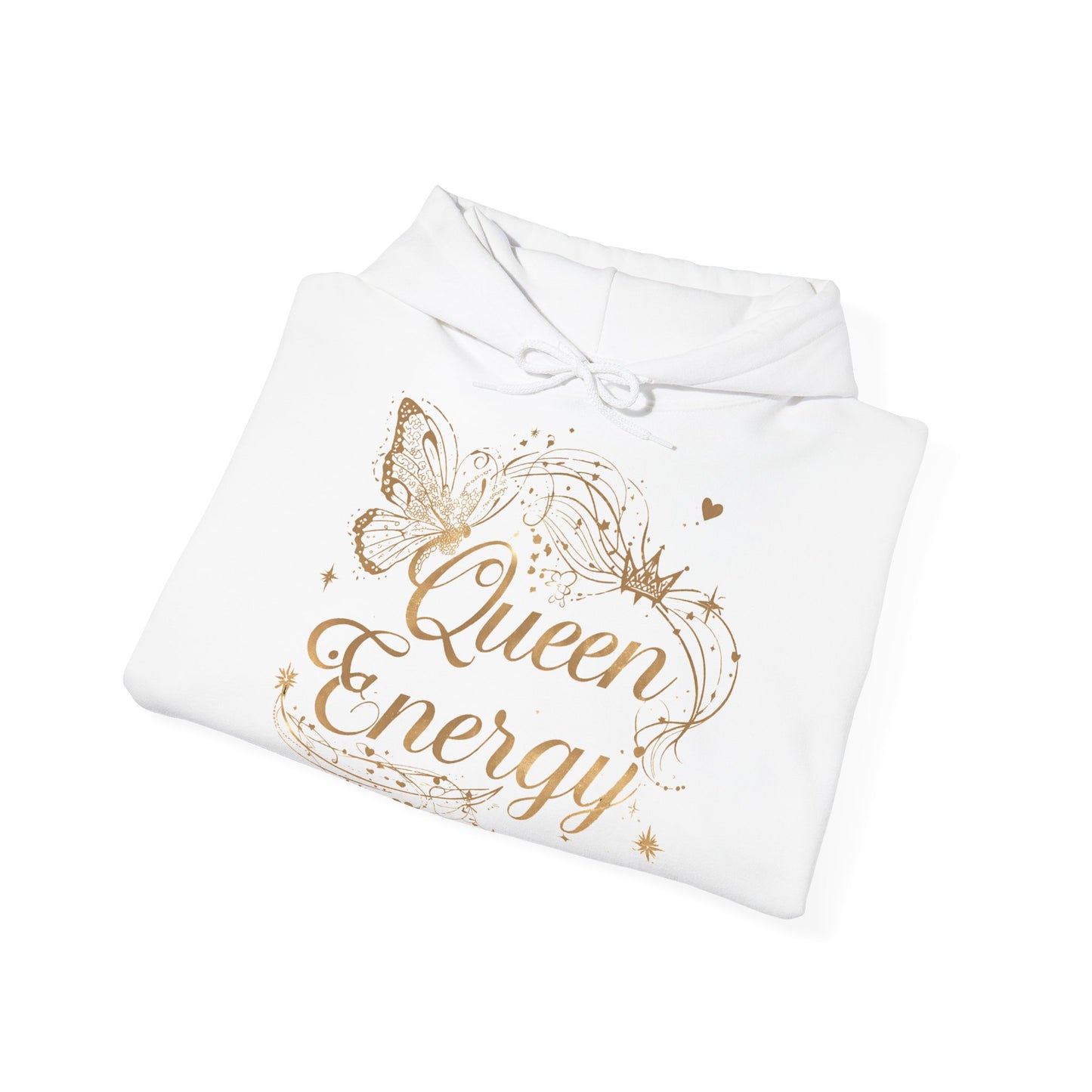 „Queen Energy“ Hoodie – Femininer Premium Kapuzenpullover mit Schmetterling & Sternen