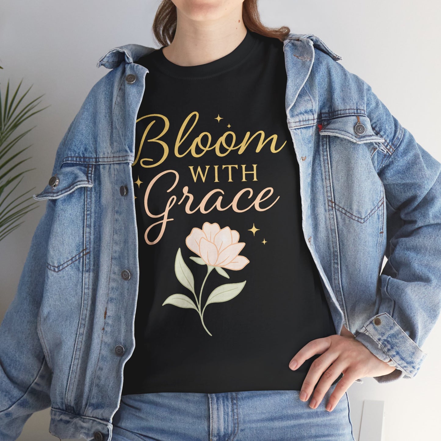 Bloom with Grace Unisex Heavy Cotton Tee - Inspirational Floral Shirt
