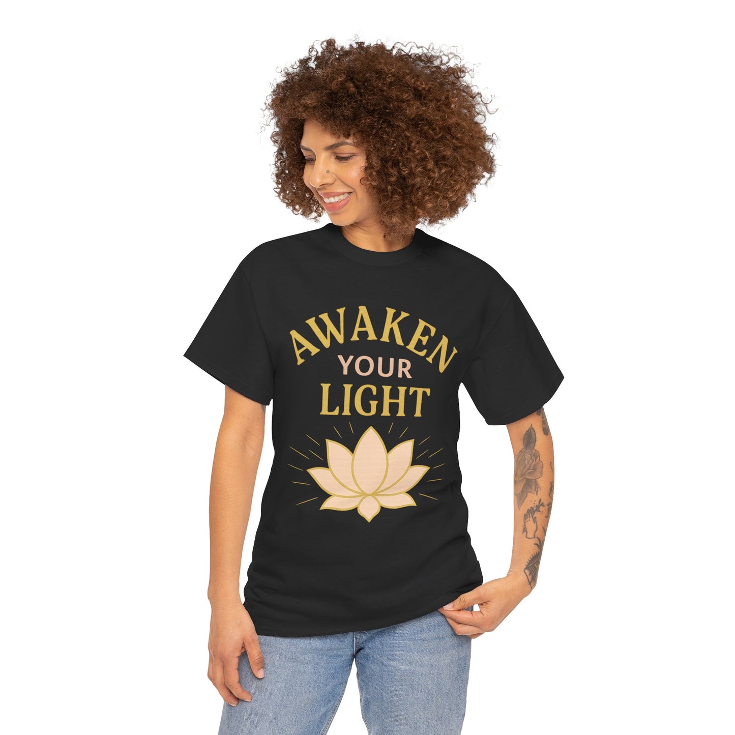 Awaken Your Light Unisex Tee - Inspirational Cotton Shirt for Mindfulness and Yoga