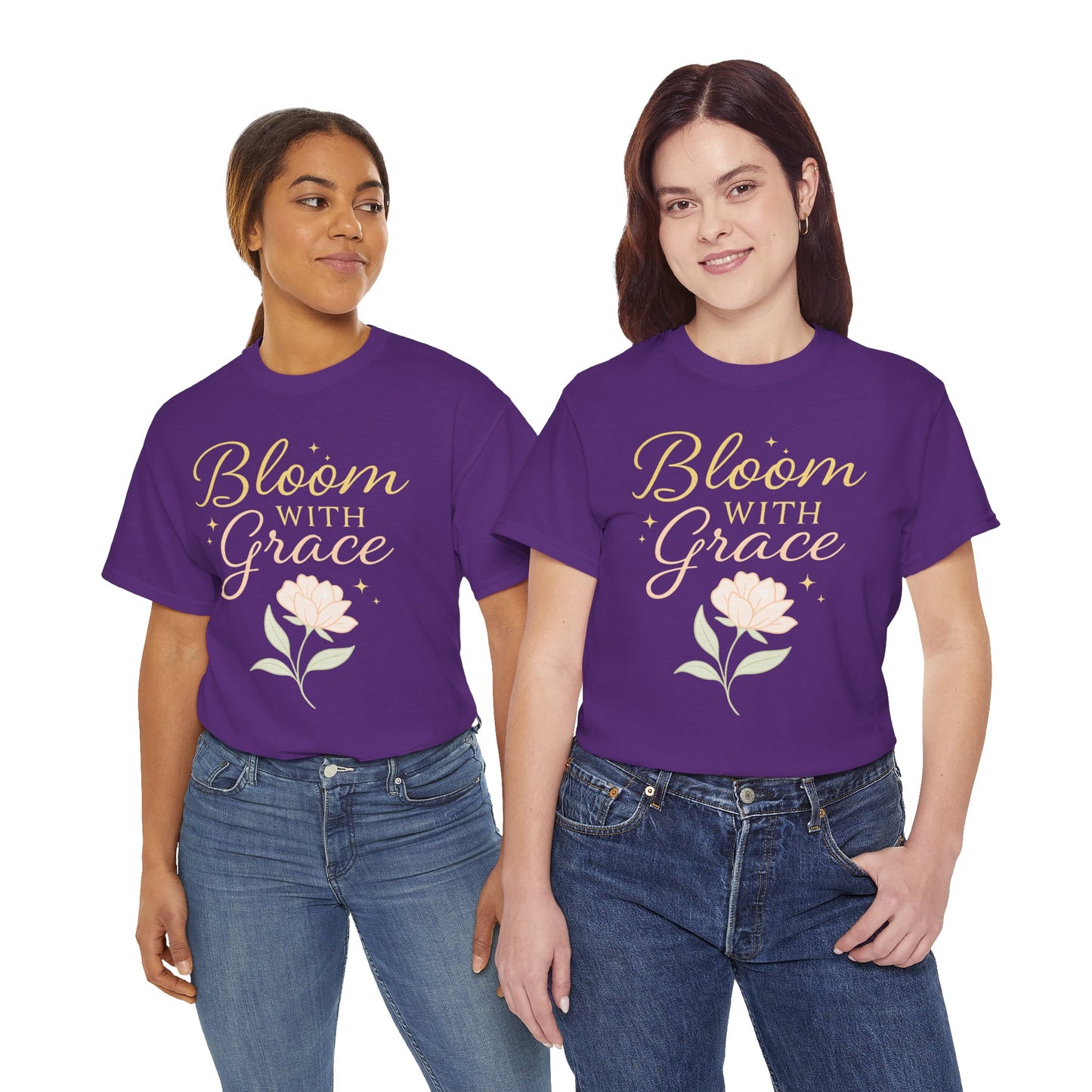 Bloom with Grace Unisex Heavy Cotton Tee - Inspirational Floral Shirt