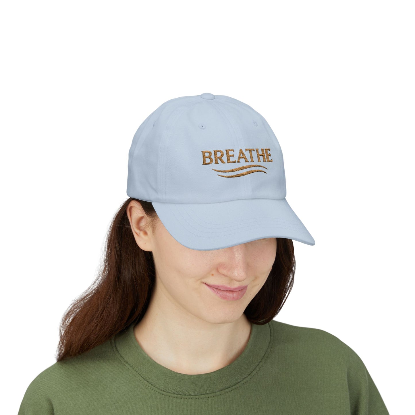 Breathe Embroidered Dad Cap — Relaxation White Baseball Hat