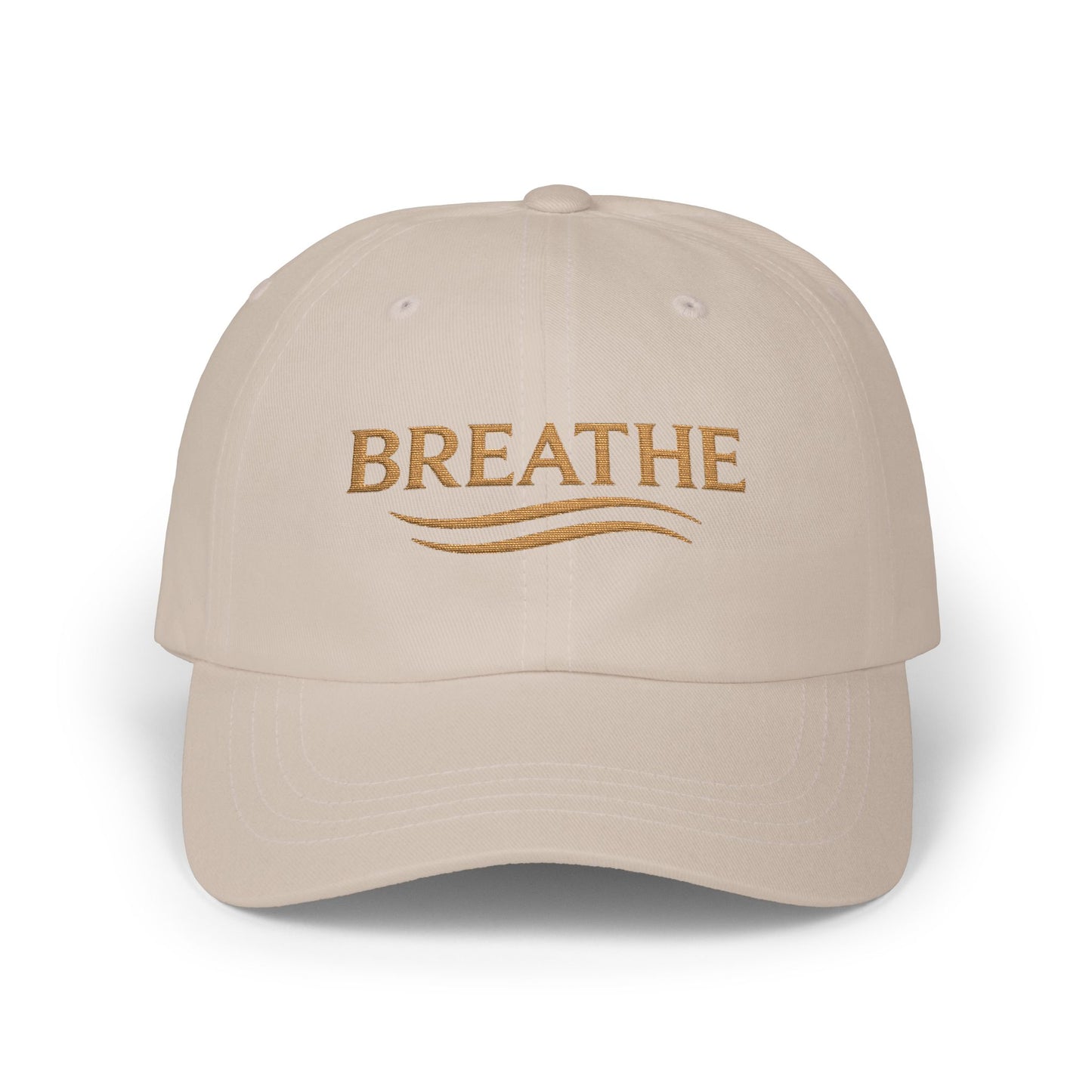 Breathe Embroidered Dad Cap — Relaxation White Baseball Hat