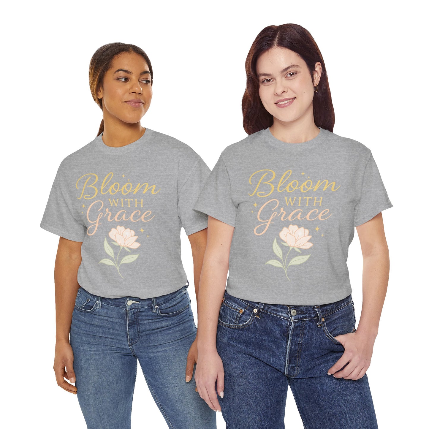 Bloom with Grace Unisex Heavy Cotton Tee - Inspirational Floral Shirt