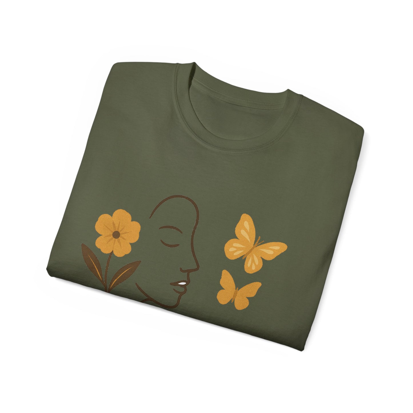 Bloom with Grace – Sanftes Vintage Damen T-Shirt mit Blumen & Schmetterlingen