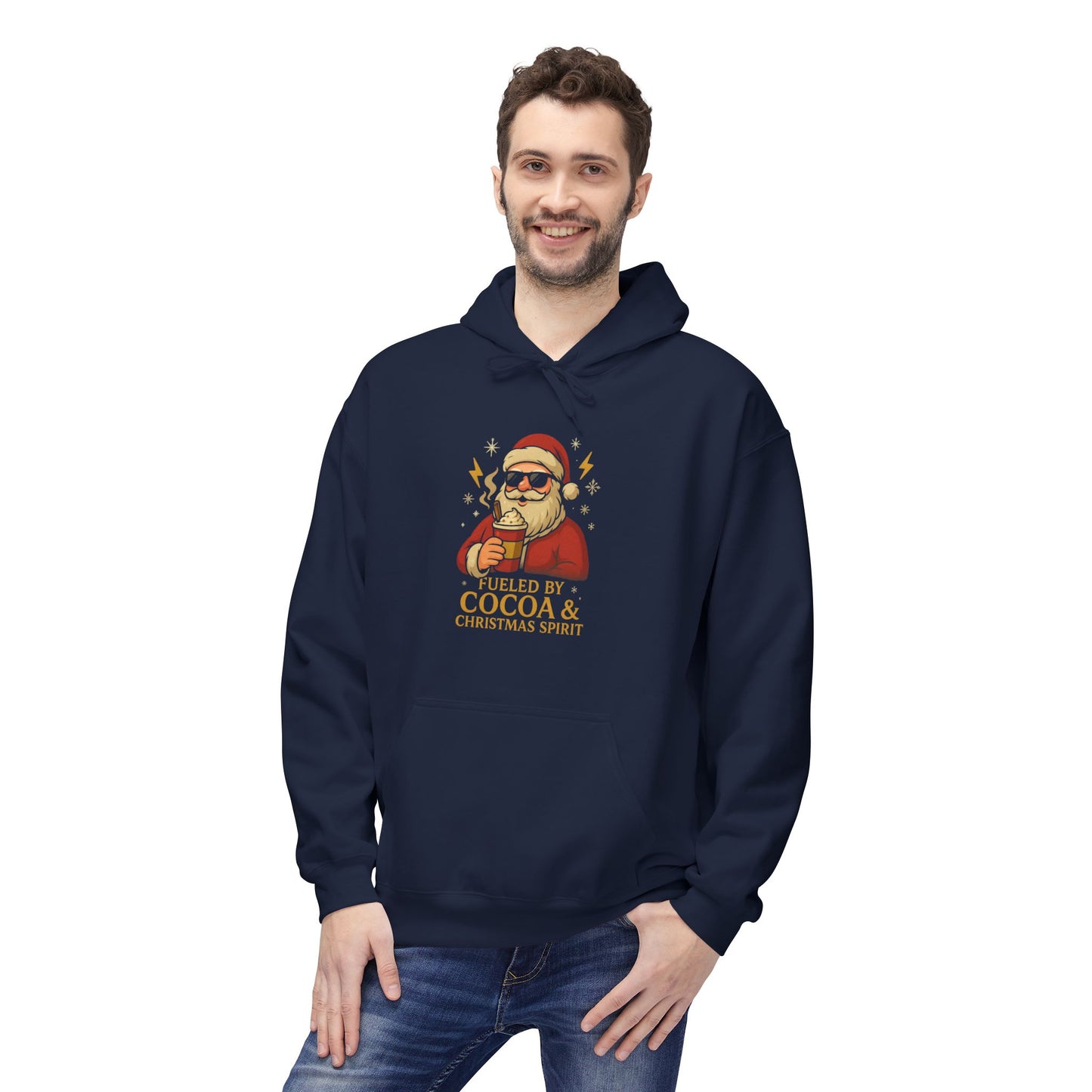 Christmas Cocoa Hoodie - 'Believe in Cocoa & Christmas Spirit' Festive Santa Sweatshirt